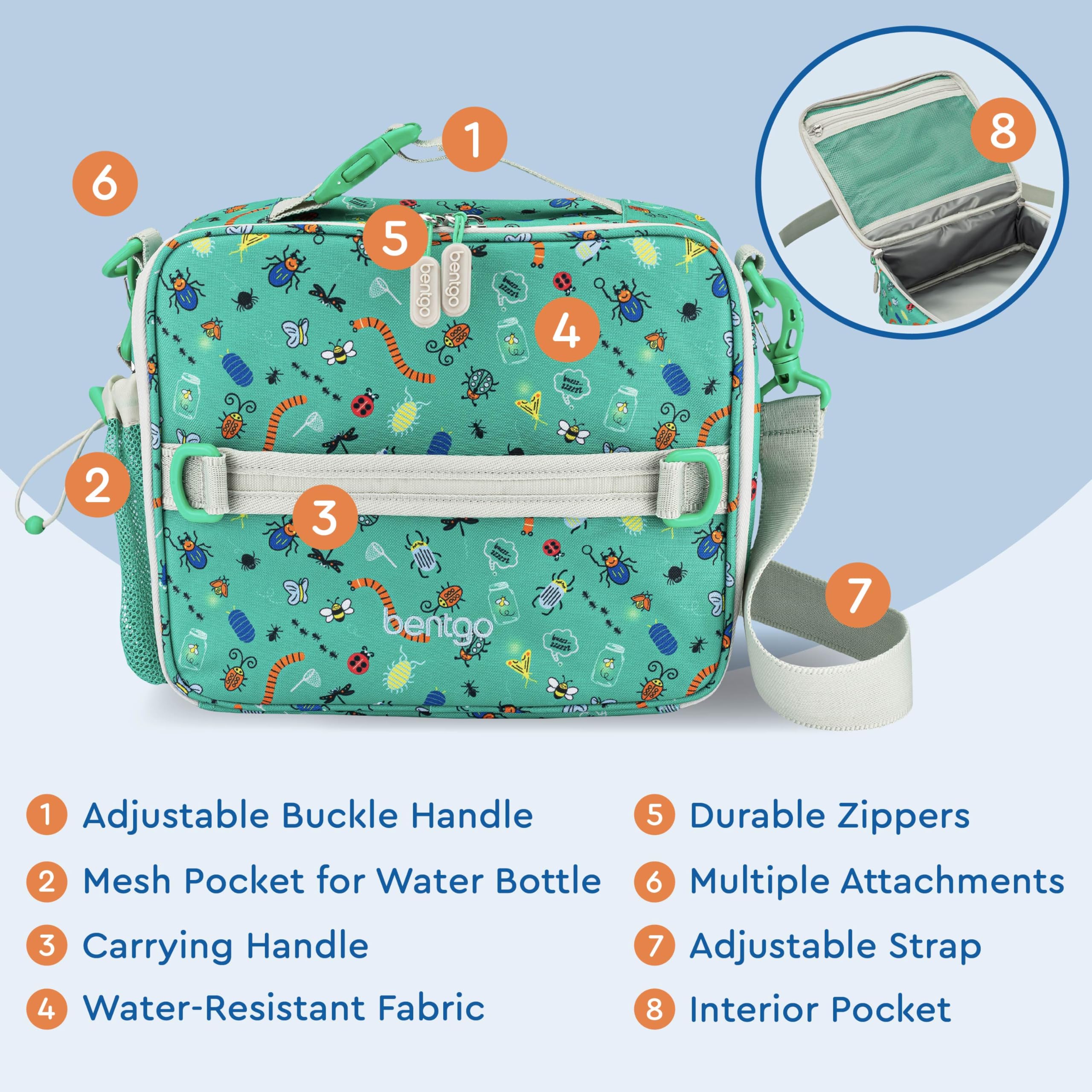 Bentgo Kids Lunch Bag - Durable, Double-Insulated Lunch Bag for Kids 3+; Holds Lunch Box, Water Bottle, & Snacks; Easy-Clean Water-Resistant Fabric & Multiple Zippered Pockets (Mermaid)