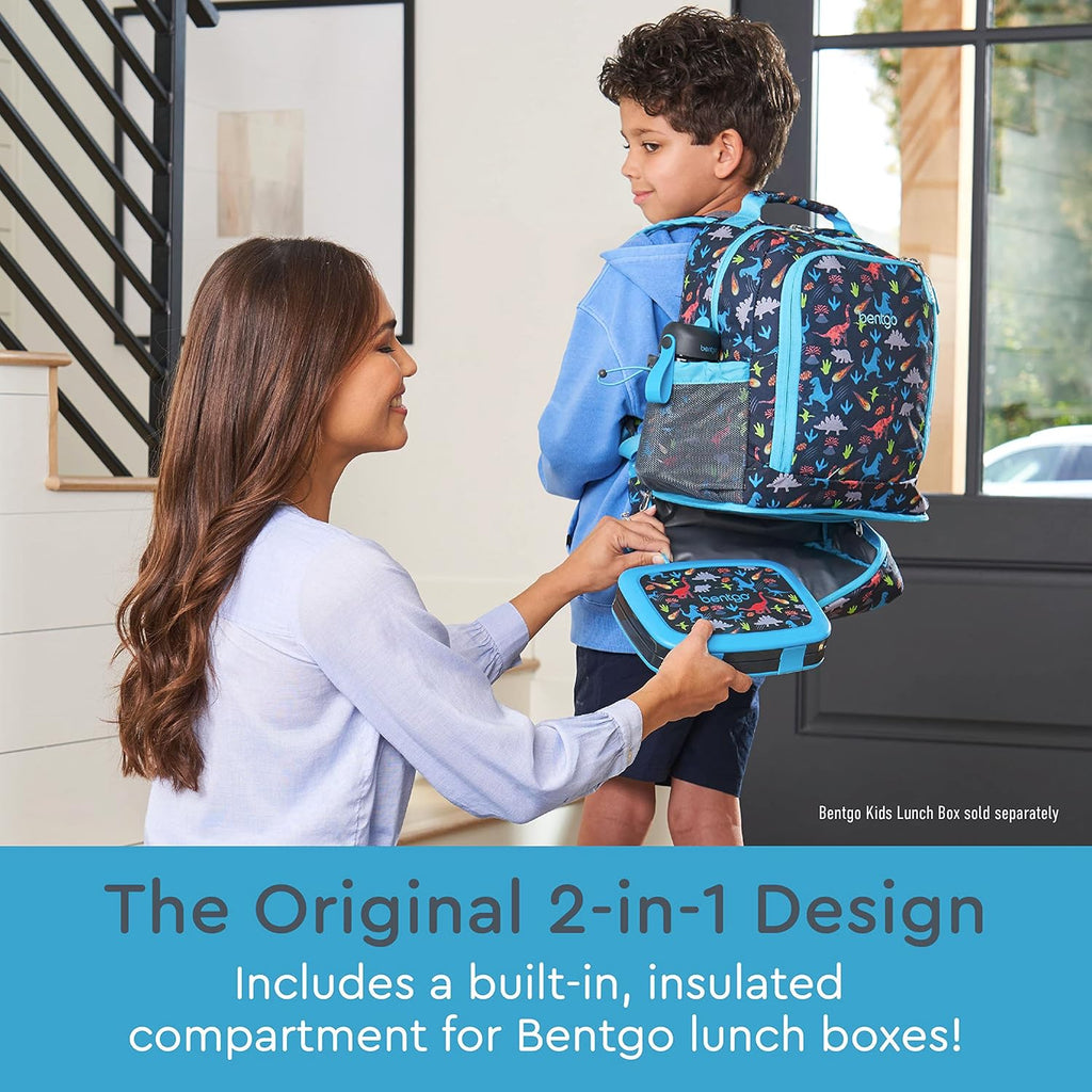 Bentgo 2-in-1 Backpack & Insulated Lunch Bag Set With Stainless Steel Water Bottle (Dinosaur)