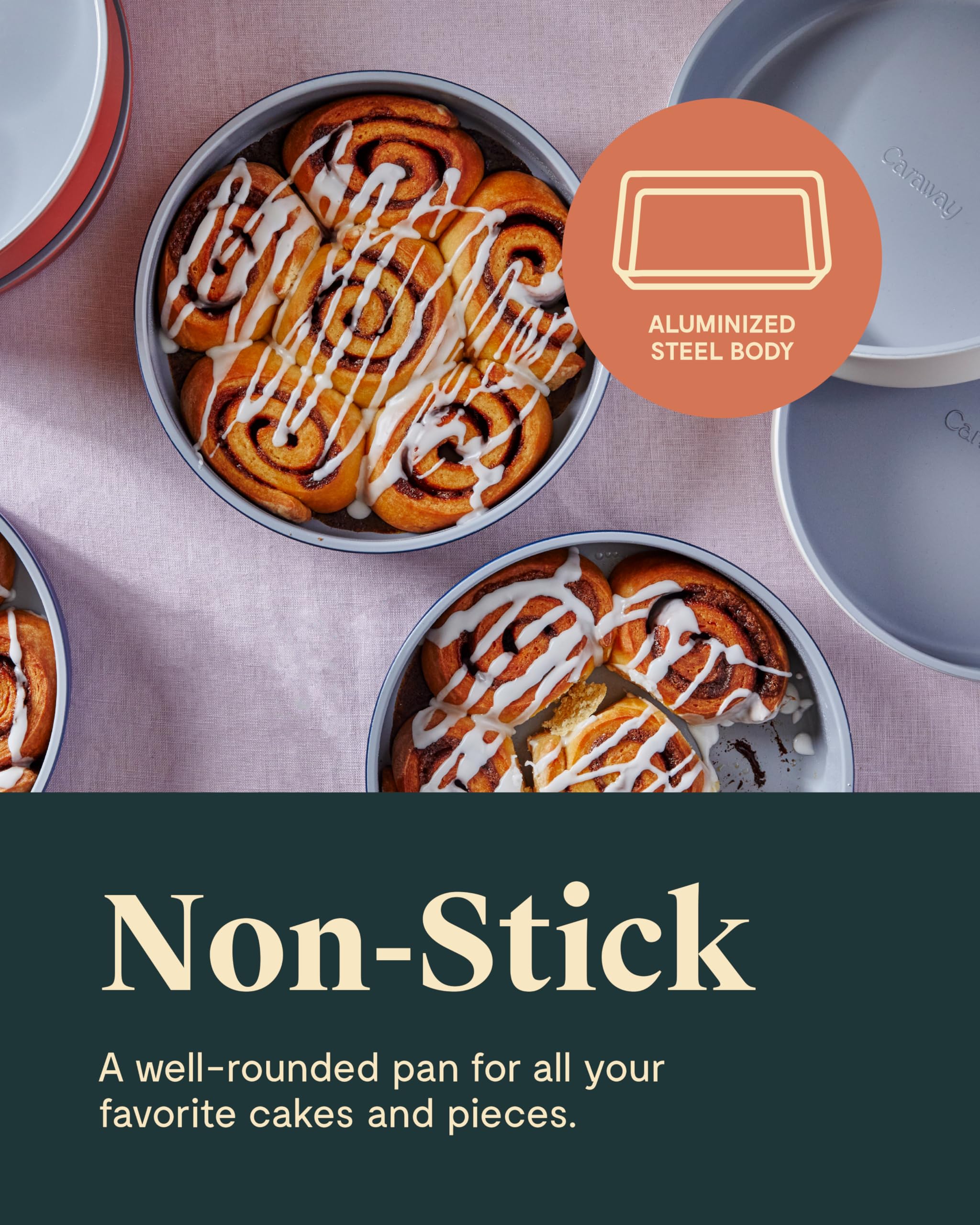 Caraway 9” Circle Pan - Non-Stick Ceramic Coating - Free From Forever Chemicals - Perfect for Birthday Cakes, Tartes, & More - Cream