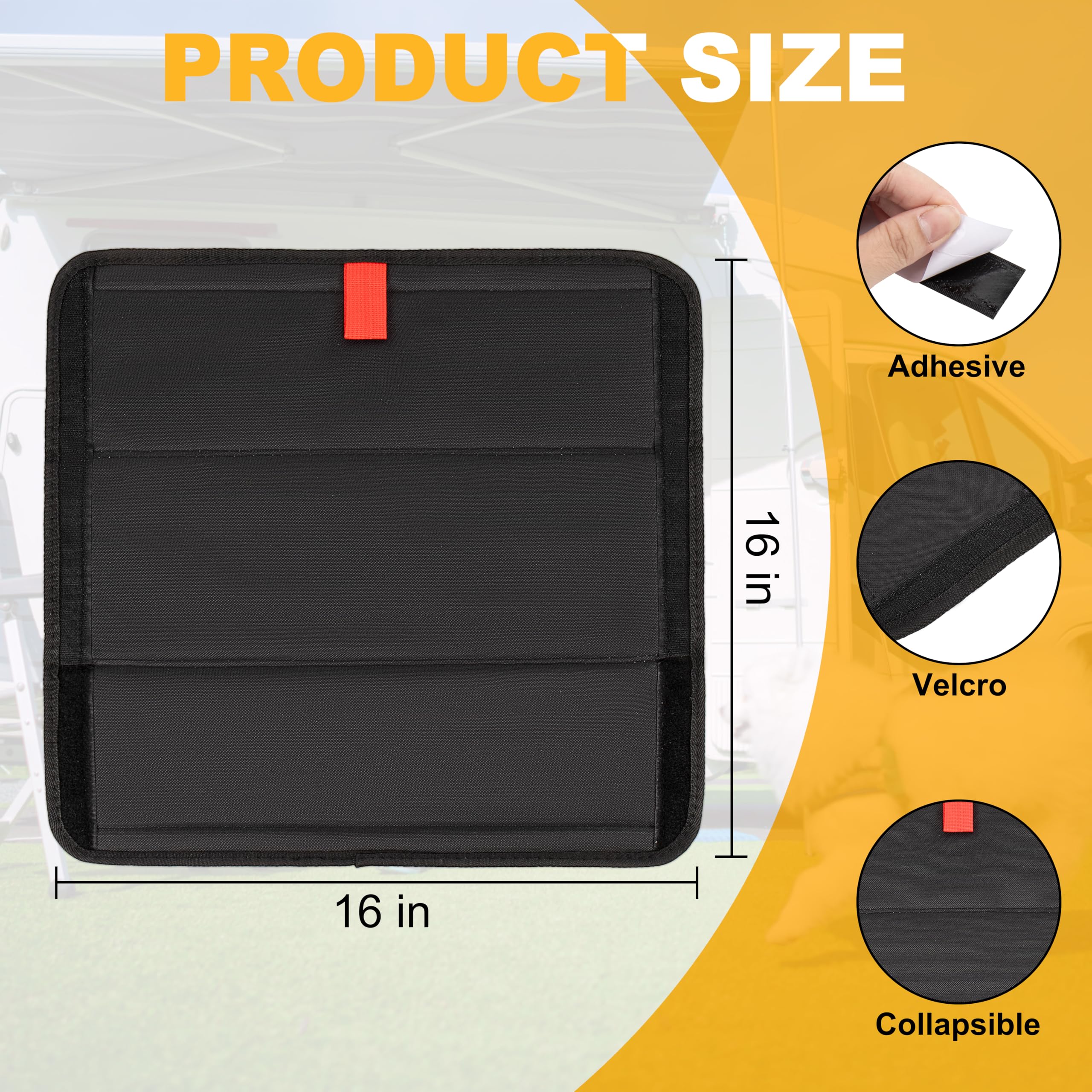 RedCall Rv Skylight Cover Insulator,Rv Vent Covers for Roof,Black Sun Blackout Fabric (16 x 16 inch),Camper Accessories for Inside