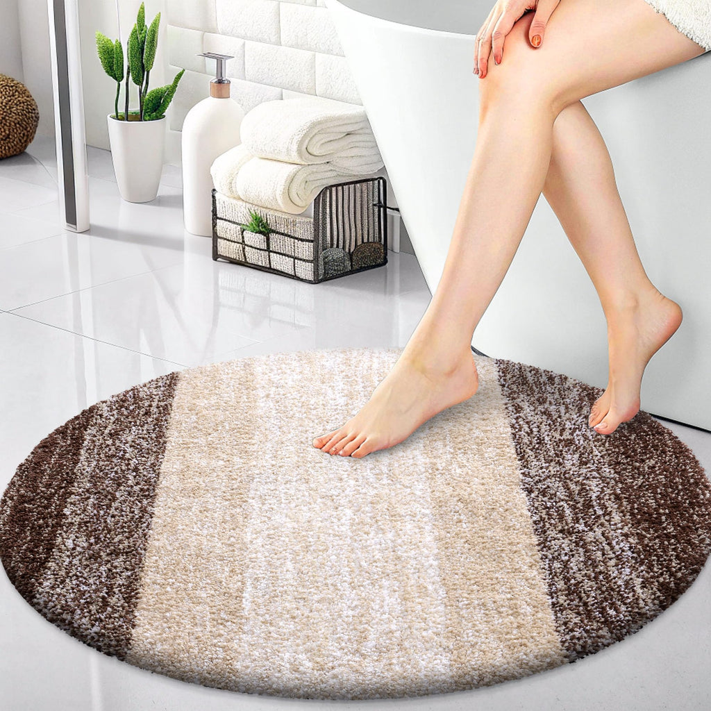 OLANLY 30-inch Round Bathroom Rugs, Extra Soft and Absorbent Microfiber Bath Rugs, Quick Dry Machine Washable Bath Mats for Bathroom Floor, Tub and Shower, Home Decor Accessories, Grey