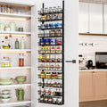 Churboro Over the Door Pantry Organizer Rack with 9 Adjustable Baskets, 9 Tiers Dual-use Hanging or Wall Mount Spice Rack Organizer, Black