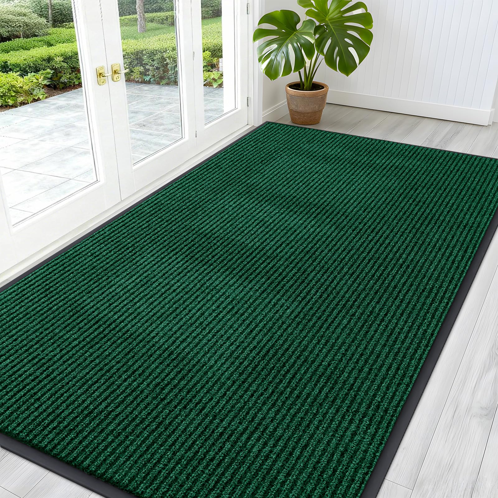 OLANLY Front Door Mat Indoor Outdoor Entrance, Waterproof Heavy Duty Doormat, Fade Resistant, Low Profile, Easy Clean Patio Porch Welcome Floor Mats for Entry, 29.5x17, Grey