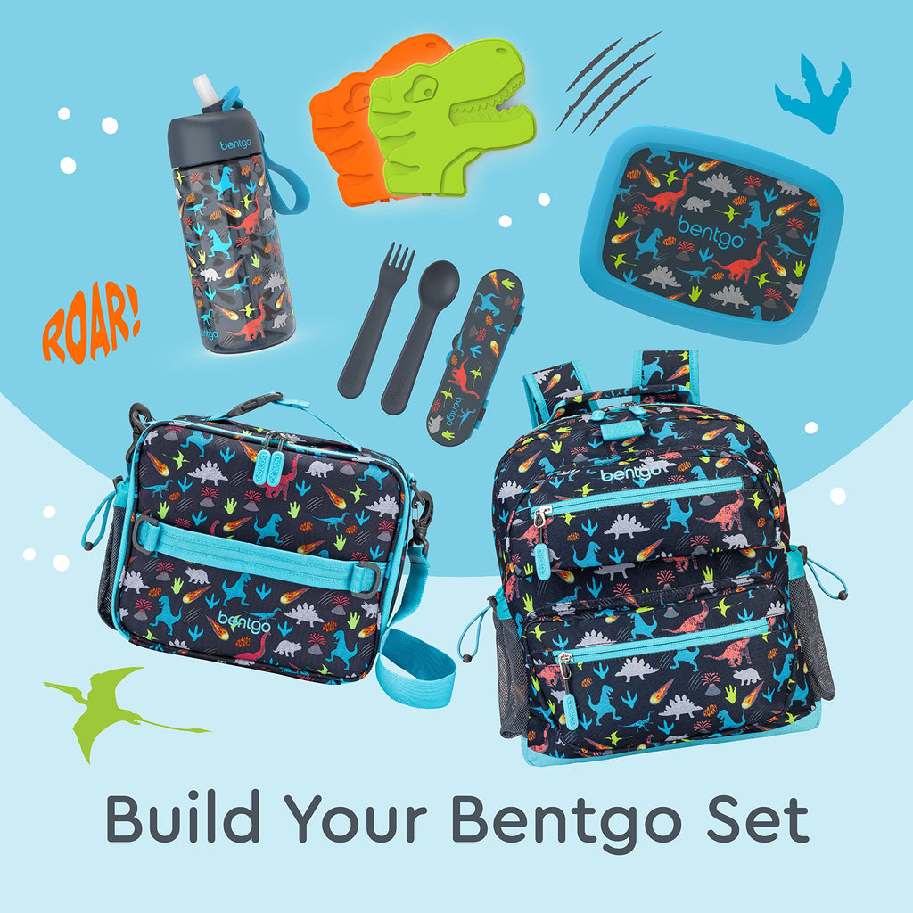 Bentgo Kids Backpack - Lightweight 14” Backpack in Fun Prints for School, Travel, & Daycare, Ideal for Ages 4+, Roomy Interior, Durable & Water-Resistant Fabric, & Loop for Lunch Bag (Trucks)