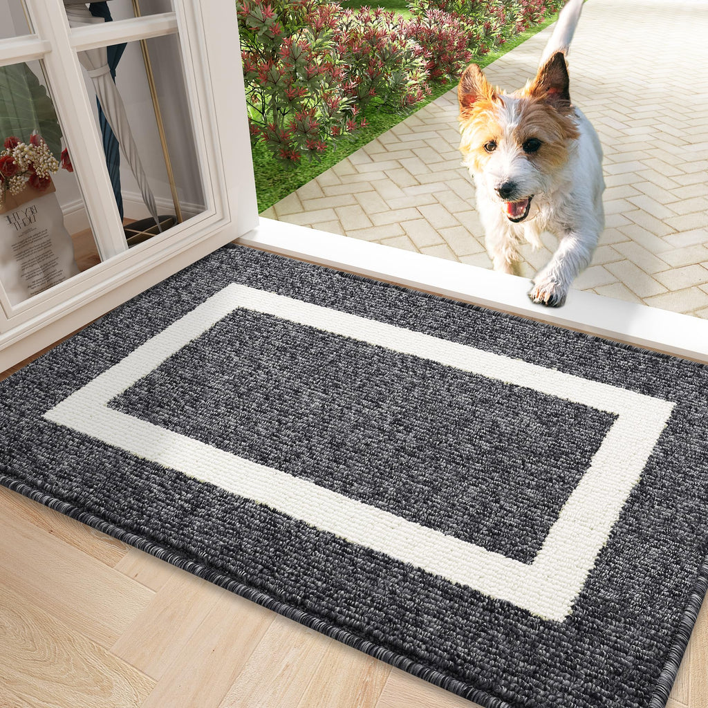 OLANLY Indoor Door Mat, 32x20, Non-Slip Absorbent Resist Dirt Entrance Mat, Washable Low-Profile Inside Entry Doormats for Entryway, Grey
