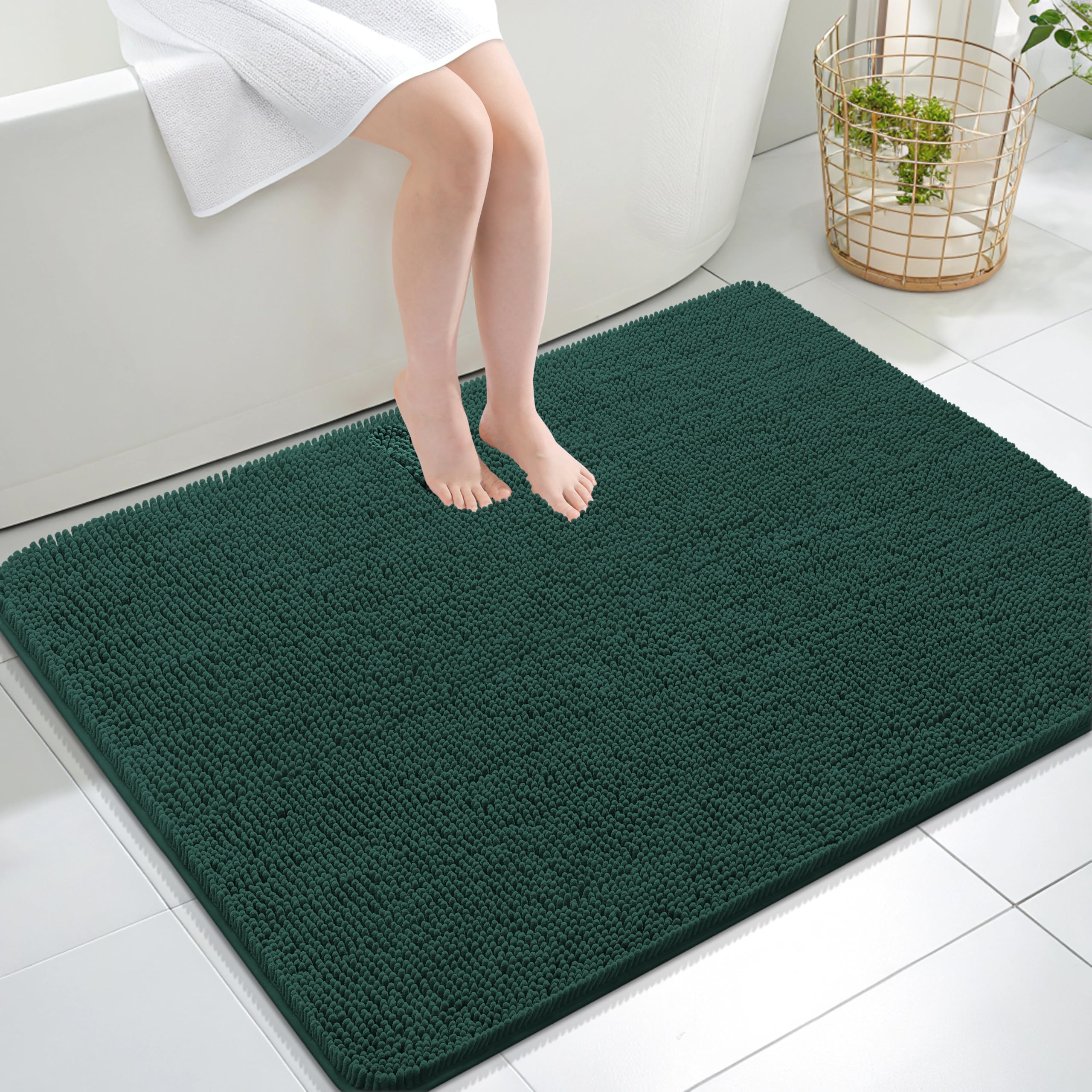 OLANLY Bathroom Rugs 30x20, Extra Soft Absorbent Chenille Bath Rugs, Rubber Backing Quick Dry, Machine Washable Bath Mats for Bathroom Floor, Tub and Shower, Home Decor Accessories, Grey