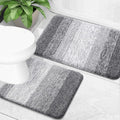 OLANLY Bathroom Rug Set 2 Piece, Soft Absorbent Microfiber Bath Mats and U-Shaped Contour Toilet Rug, Non-Slip, Machine Wash Dry, Plush Shaggy Bath Mats for Bathroom (24"x16"+24"x20", Grey)