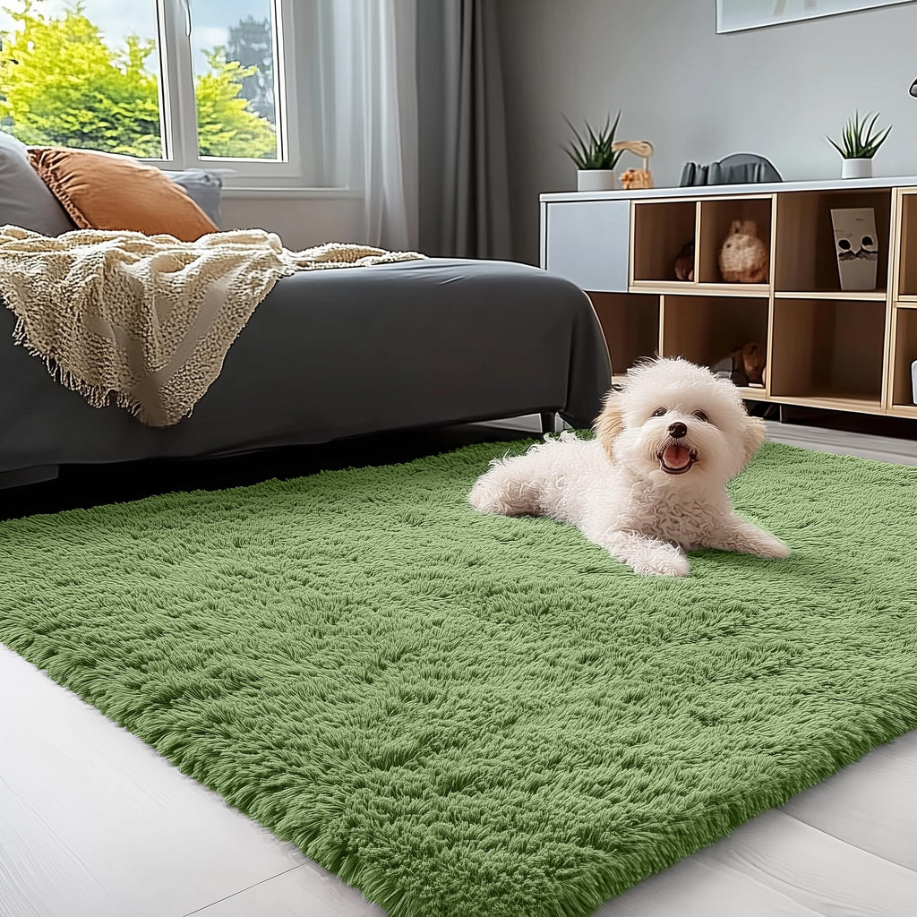 OLANLY Area Rugs for Living Room Bedroom, Machine Washable 4x5.9 ft Soft Fluffy Shaggy Bedside Rug, Indoor Floor Carpet for Kids Girls and Boys, Dorms, Nursery Rooms, Home Decor Aesthetic, Grey