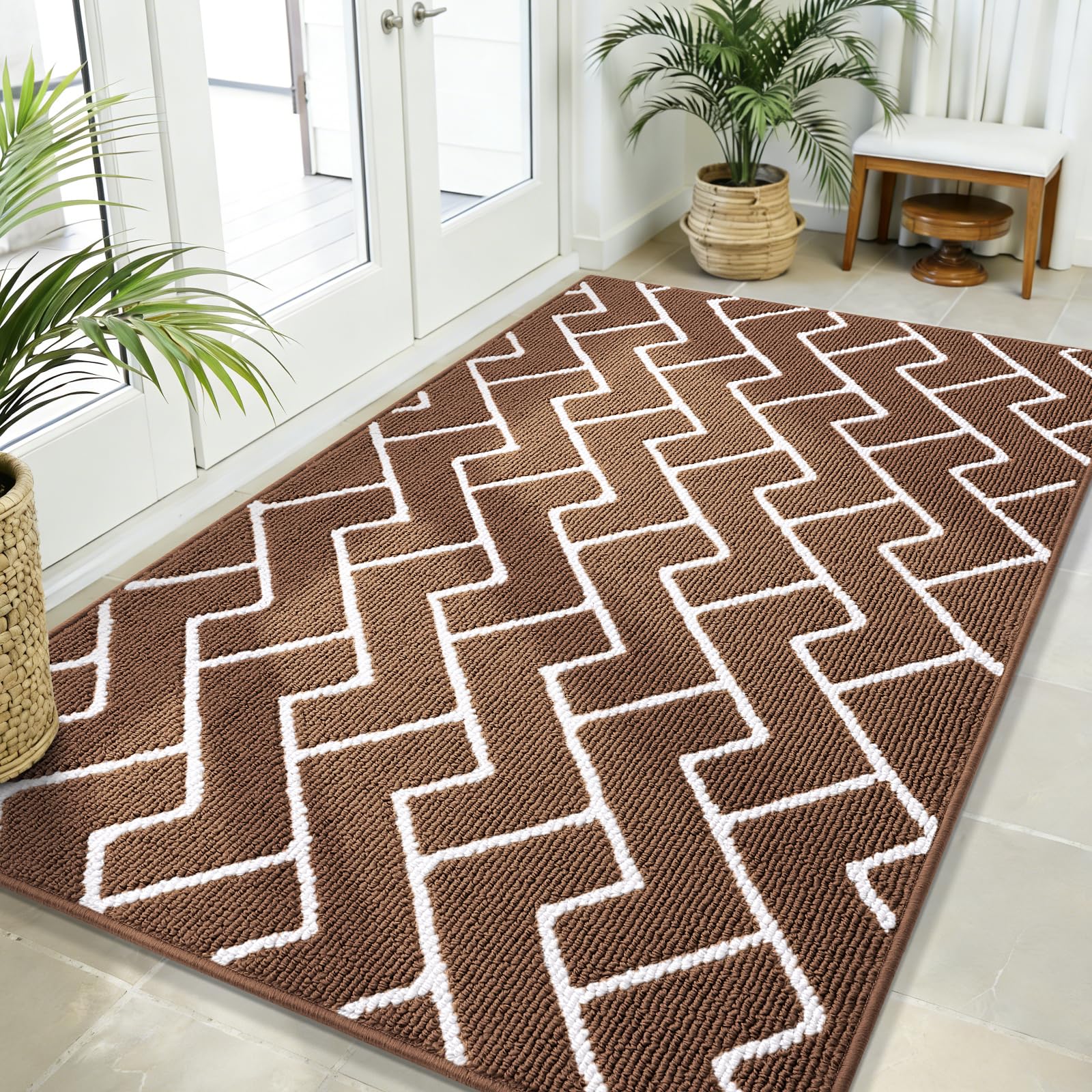 OLANLY Front Door Mat, Non-Slip Rubber Backing, Dirt Resistant and Absorbent, Washable, Easy to Clean Low-Profile Indoor Doormat for Back Door, Entryway, Inside Entrance, 32x20, Grey