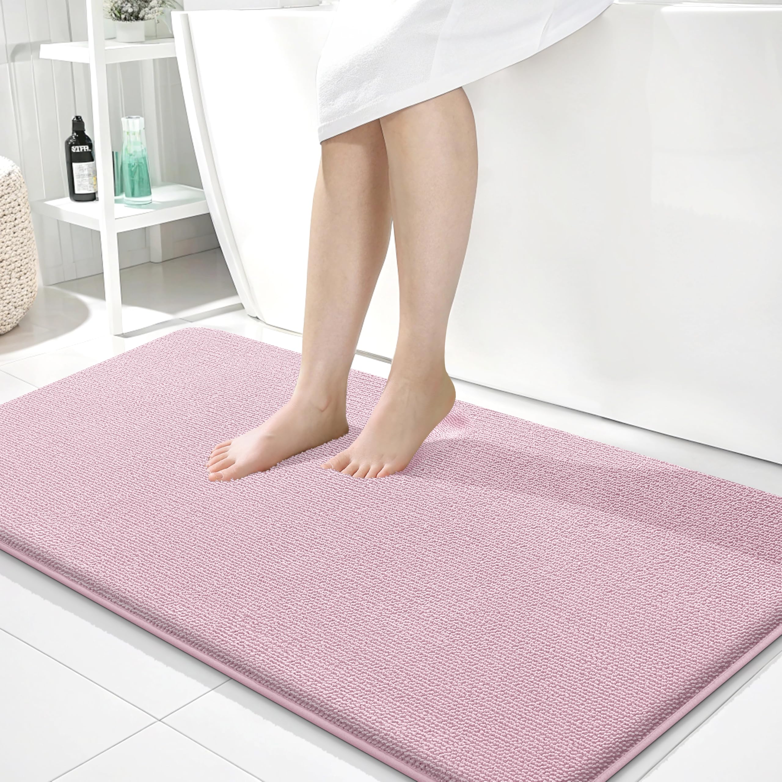 OLANLY Thick Memory Foam Bath Mat Rug 30x20, Extra Soft Absorbent Bathroom Rugs, Quick Dry Bath Mats, Non-Slip, Machine Washable Carpet for Bathroom, Tub and Shower, Home Decor Accessories, Grey