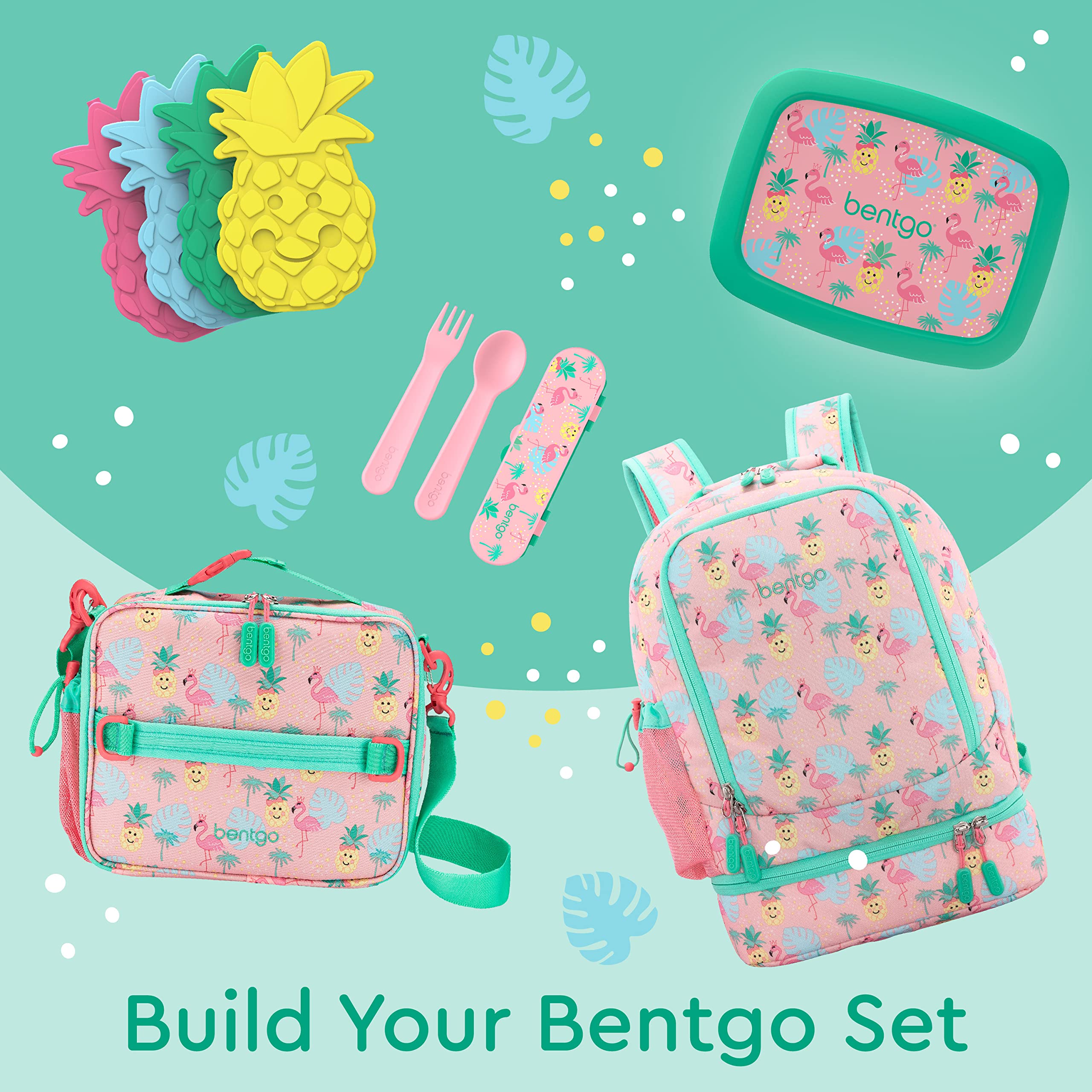 Bentgo Kids 2-in-1 Backpack & Insulated Lunch Bag - Durable 16” Backpack & Lunch Container in Unique Prints for School & Travel - Water Resistant, Padded & Large Compartments (Dinosaur)