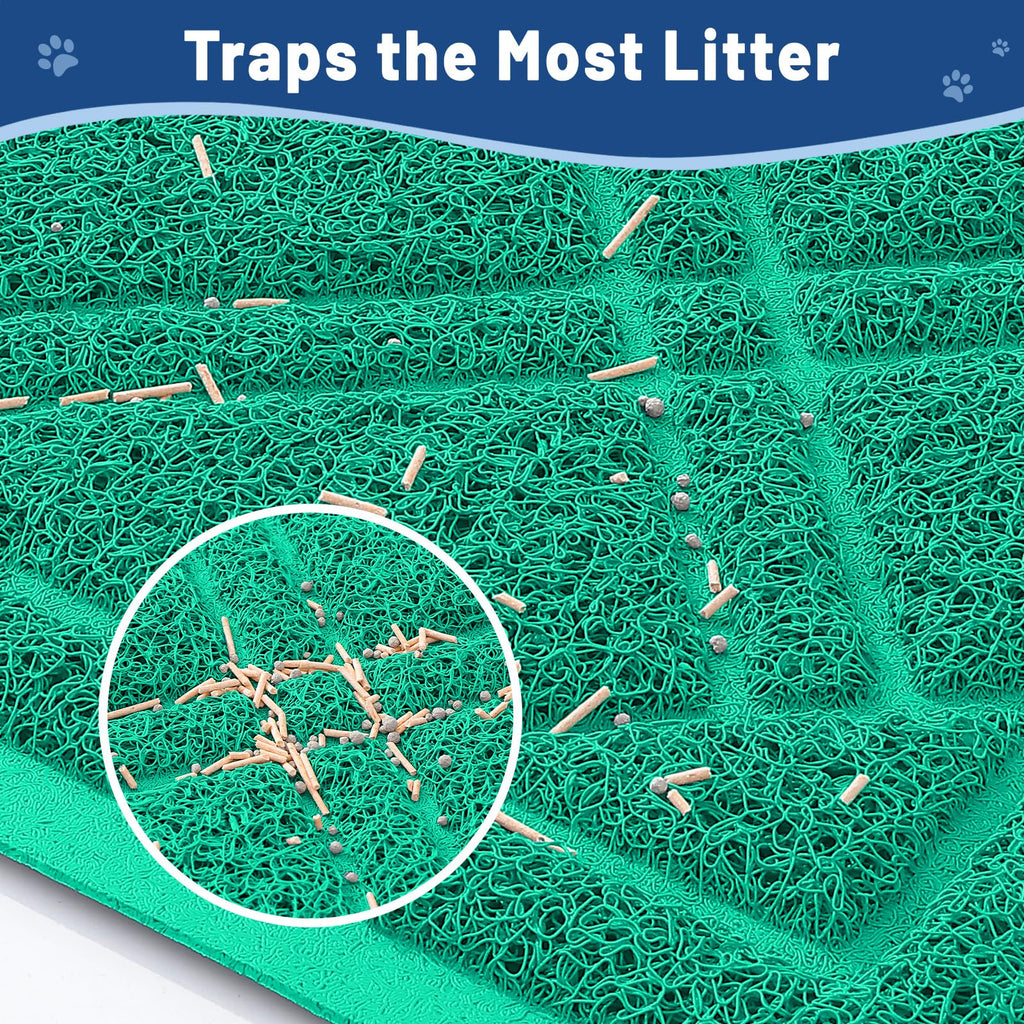 Smiry Cat Litter Box Mat 30x17, Non-Slip Water Resistant Litter Trapping Mat, Easy Clean Less Waste and Urine-Locking Cat Carpet for Indoor, Grey