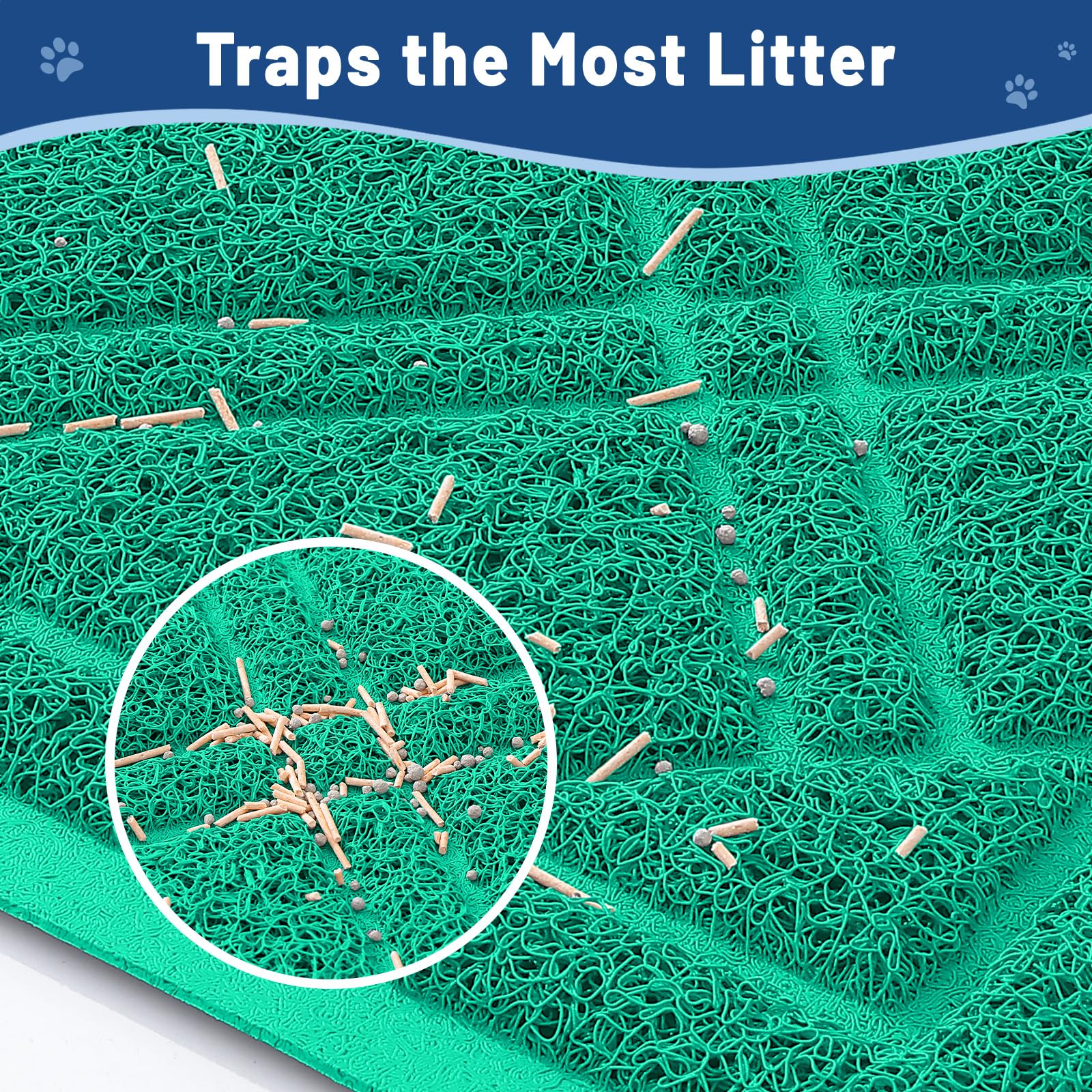 Smiry Cat Litter Box Mat 30x17, Non-Slip Water Resistant Litter Trapping Mat, Easy Clean Less Waste and Urine-Locking Cat Carpet for Indoor, Grey