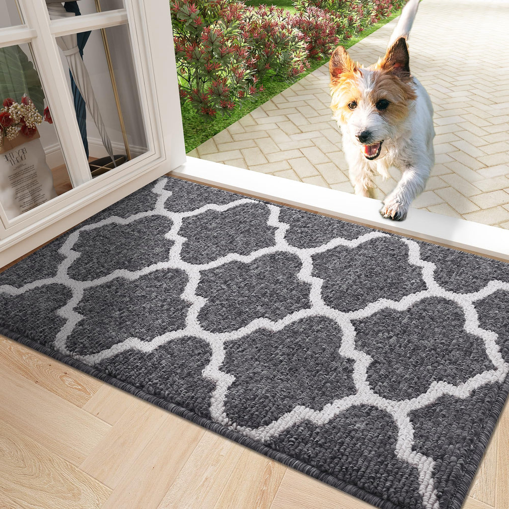 OLANLY Indoor Door Mat, 32x20, Non-Slip Absorbent Resist Dirt Entrance Mat, Washable Low-Profile Inside Floor Doormats for Entryway, Grey