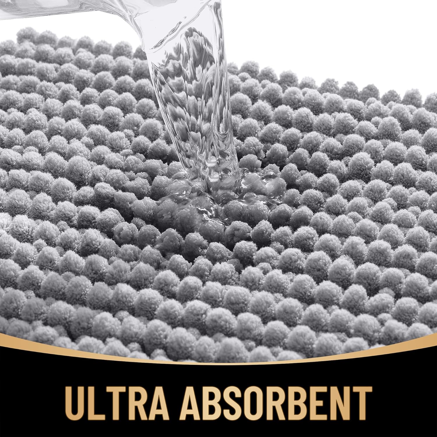 OLANLY Thick Bathroom Rugs 30x20, Extra Soft Absorbent Chenille Bath Rugs, Rubber Backing, Machine Wash Dry, Bath Mats for Bathroom Floor, Tub and Shower, Home Decor Accessories, Grey