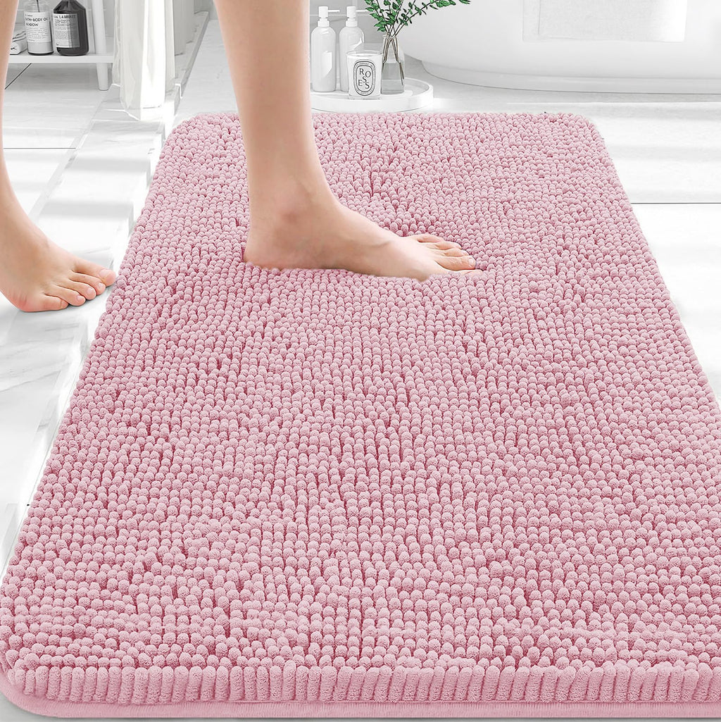OLANLY Bathroom Rugs 30x20, Extra Soft Absorbent Chenille Bath Rugs, Rubber Backing Quick Dry, Machine Washable Bath Mats for Bathroom Floor, Tub and Shower, Home Decor Accessories, Grey