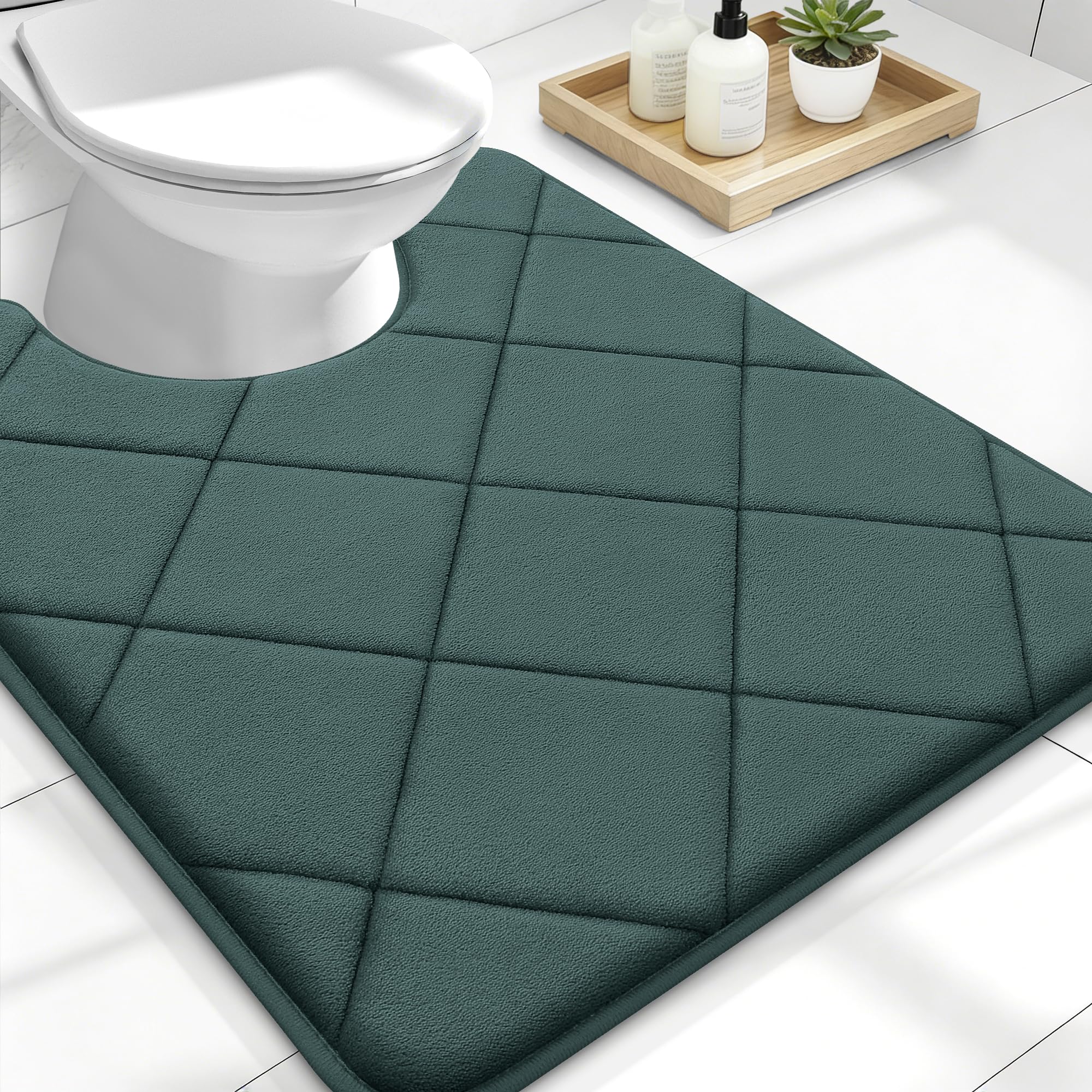 OLANLY Memory Foam Bath Mat 30x20, Ultra Soft and Absorbent Bathroom Rugs, Machine Washable, Comfortable Bath Carpet for Bathroom Floor, Tub and Shower, Black