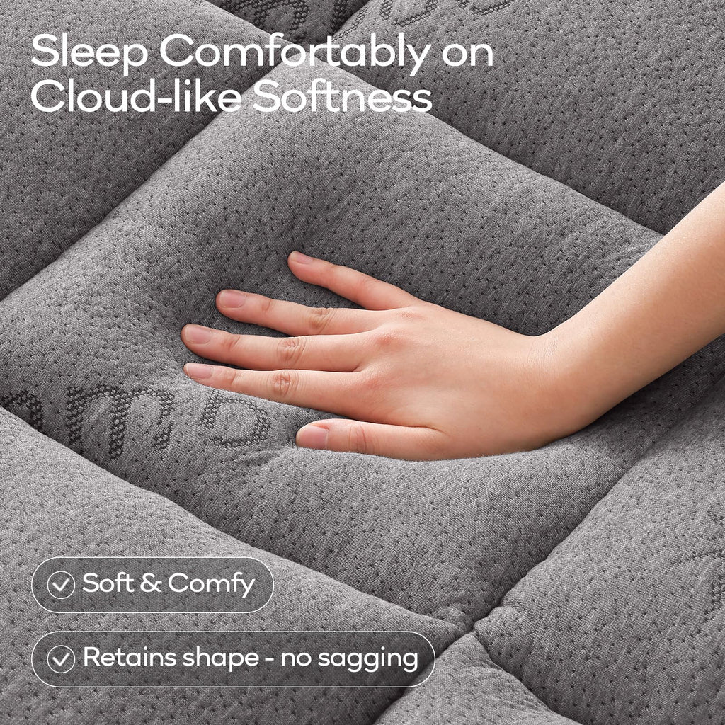 OLANLY Queen Mattress Topper – Viscose Made from Bamboo, Cooling Soft Queen Pillow Top Mattress Pad for Back Pain Relief, Plush Down Alternative Fill Bed Topper with Elastic Deep Pocket, Dark Gray