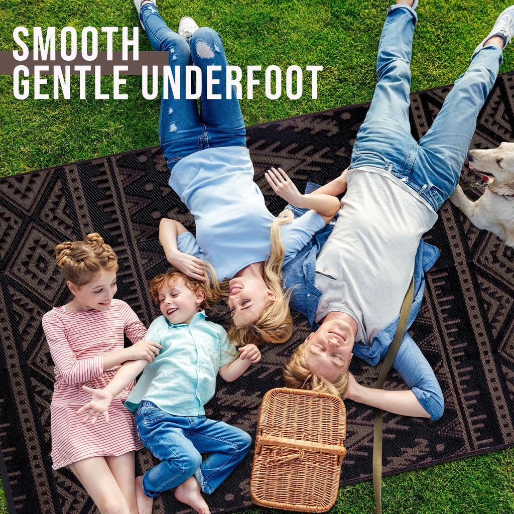 OLANLY Outdoor Rug Waterproof 5x8 ft, Reversible Outdoor Plastic Straw Rug, Boho Patio Rug, Indoor Outdoor Carpet, RV Mat Outside for Patio, Camp, Picnic, Balcony, Deck, Backyard, Black & White