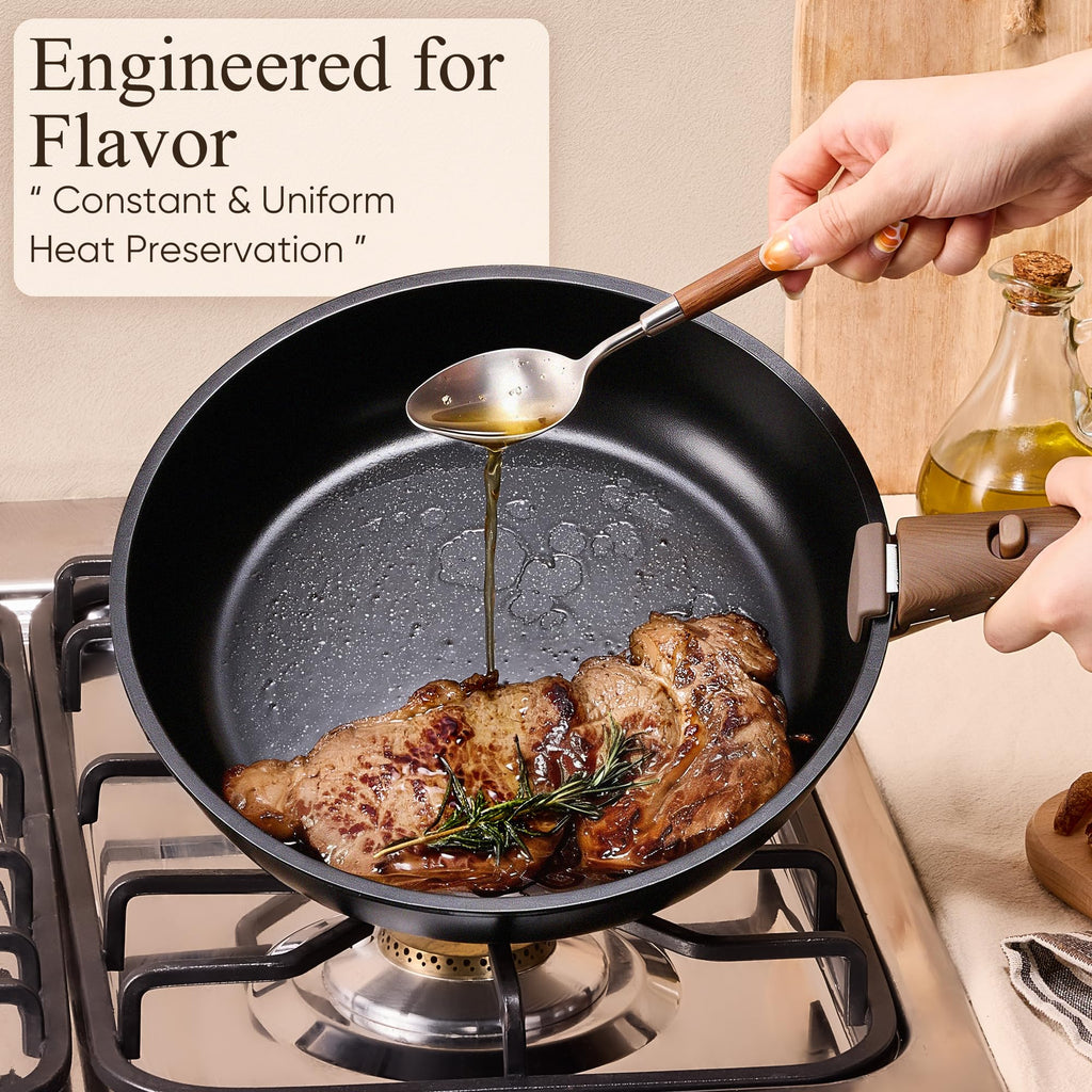 CAROTE 19pcs Pots and Pans Non Stick, Cookware Sets Detachable Handle, Induction Kitchen Pots and Pans,NonStick Cooking Set, Oven/Dishwasher/Fridge Safe, Space Saving