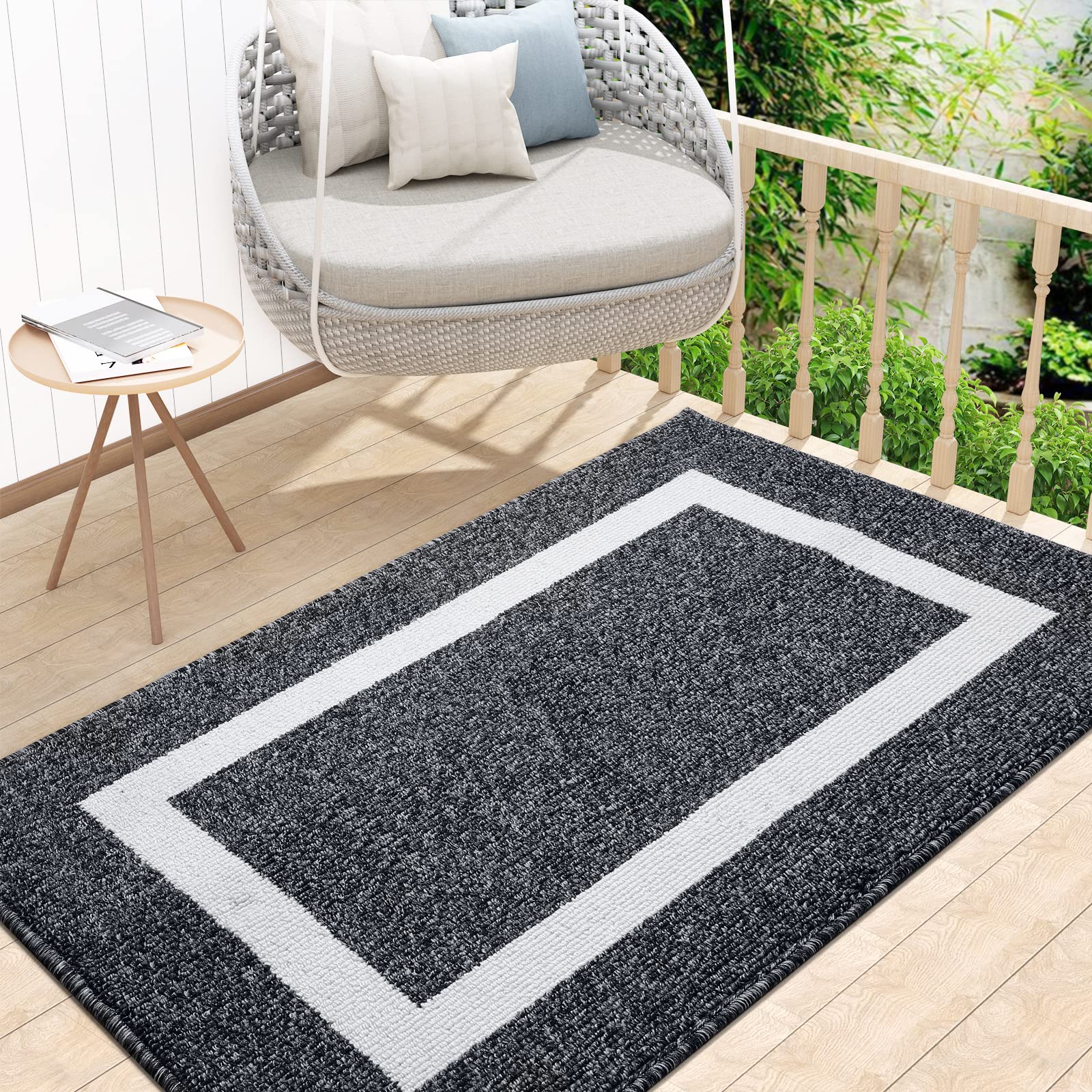 OLANLY Indoor Door Mat, 32x20, Non-Slip Absorbent Resist Dirt Entrance Mat, Washable Low-Profile Inside Entry Doormats for Entryway, Grey