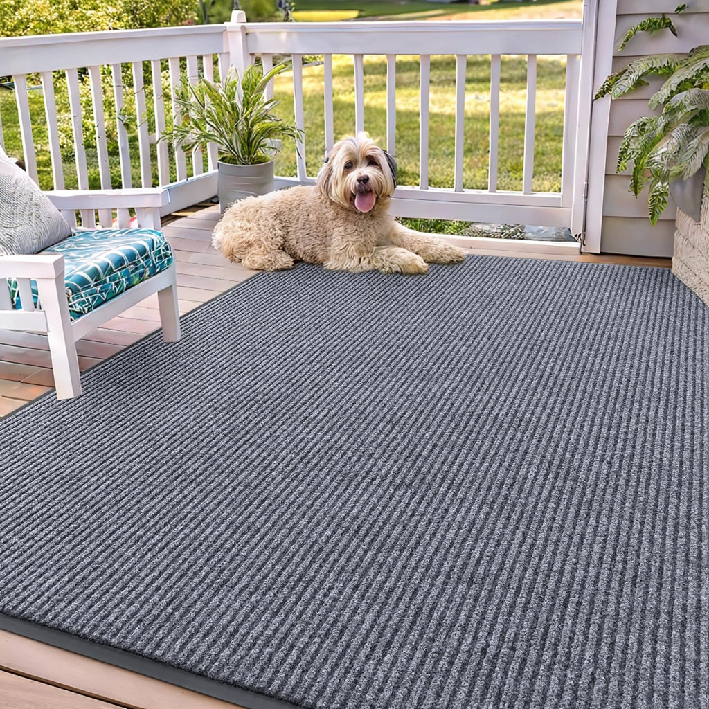 OLANLY Front Door Mat Indoor Outdoor Entrance, Waterproof Heavy Duty Doormat, Fade Resistant, Low Profile, Easy Clean Patio Porch Welcome Floor Mats for Entry, 29.5x17, Grey