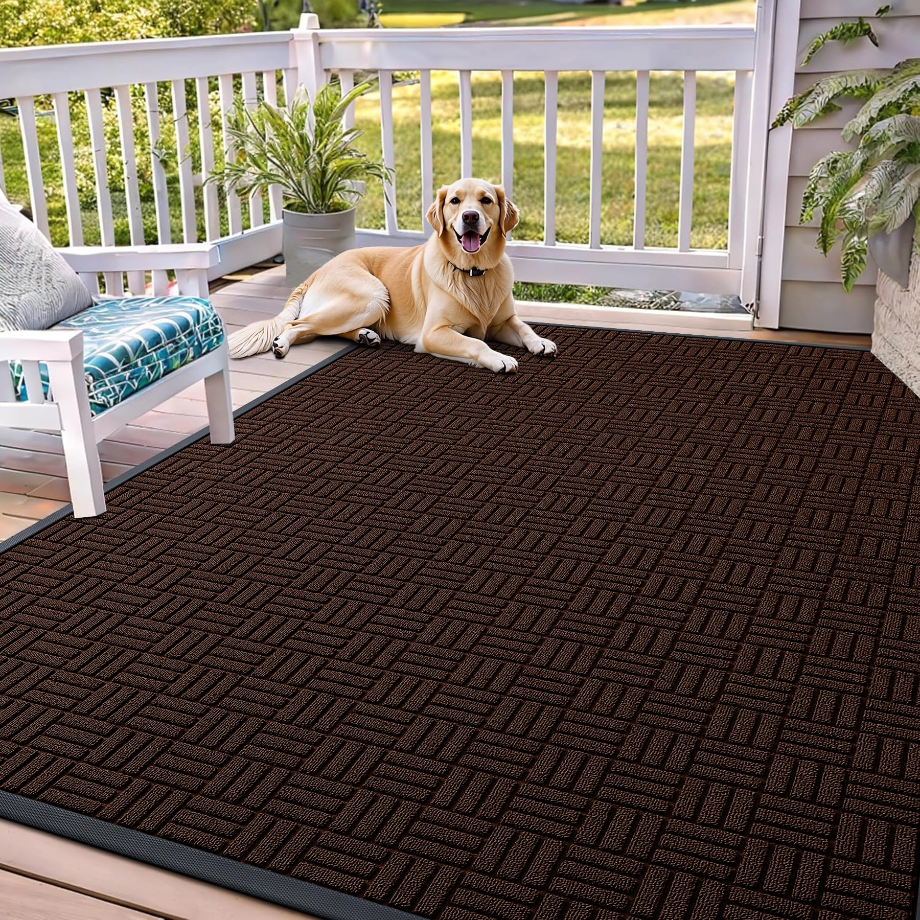 OLANLY Front Door Mat Outside Entrance 29.5x17, Absorbent, Heavy Duty Sturdy Natural Rubber Doormat Indoor Outdoor, Stain and Fade Resistant, Non-Slip Backing Low Profile Floor Mat for Entryway, Grey