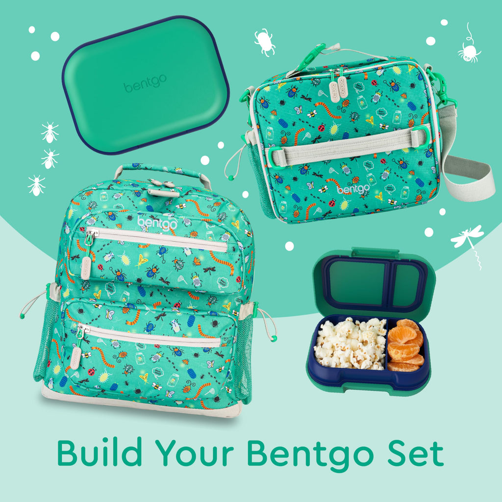 Bentgo Kids Snack - 2 Compartment Leak-Proof Bento Box Container for Snacks and Small Meals, Easy-Open Latch, Dishwasher Safe, BPA-Free for School, Daycare, & Sports - Ideal for Ages 3+ (Green/Navy)