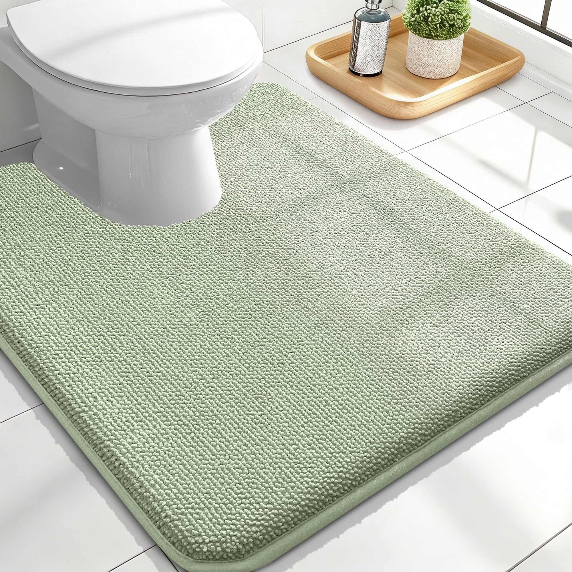 OLANLY Thick Memory Foam Bath Mat Rug 30x20, Extra Soft Absorbent Bathroom Rugs, Quick Dry Bath Mats, Non-Slip, Machine Washable Carpet for Bathroom, Tub and Shower, Home Decor Accessories, Grey