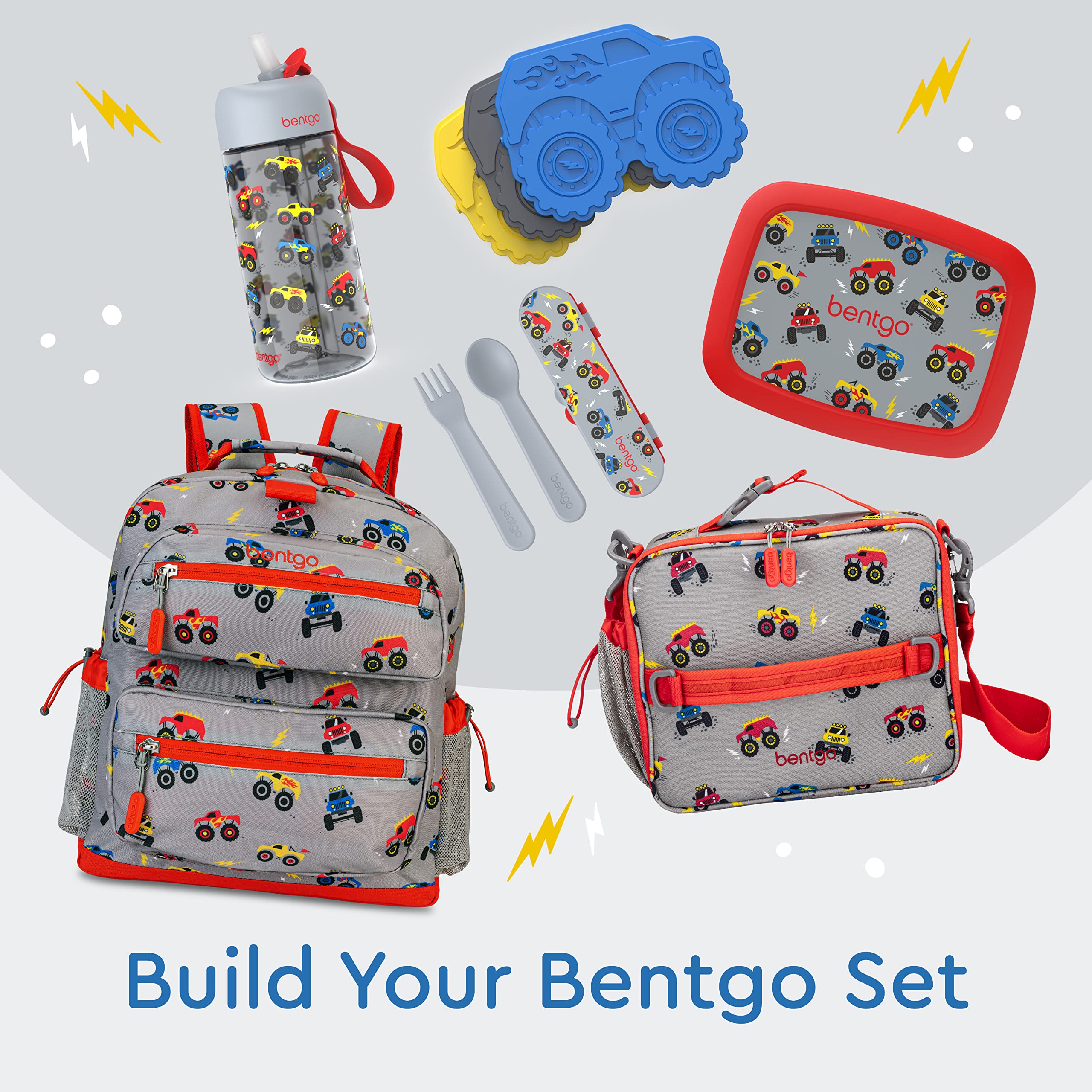 Bentgo Kids Utensil Set - Reusable Plastic Fork, Spoon & Storage Case BPA-Free Materials, Easy-Grip Handles, Dishwasher Safe Ideal for School Lunch, Travel, Outdoors (Rainbows and Butterflies)