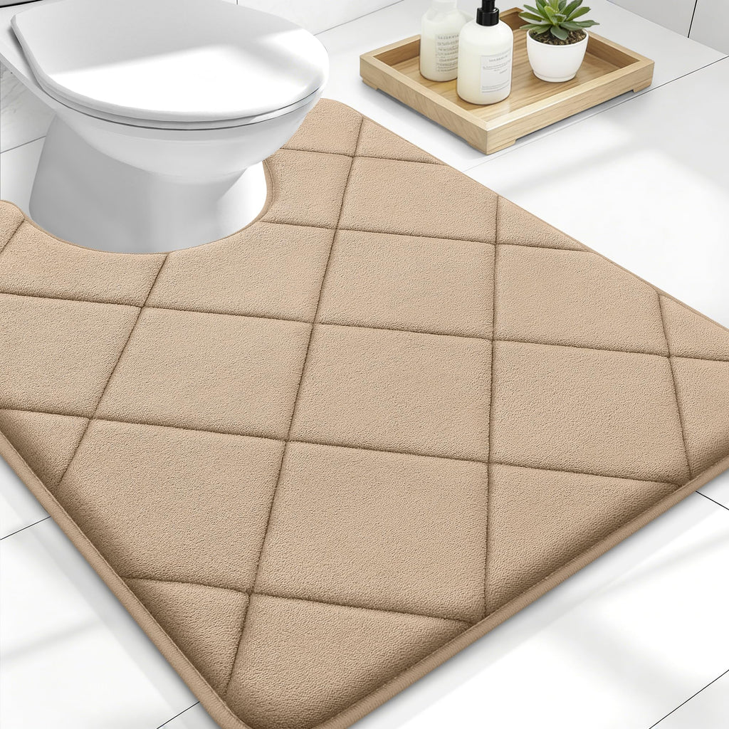 OLANLY Memory Foam Bath Mat 30x20, Ultra Soft and Absorbent Bathroom Rugs, Machine Washable, Comfortable Bath Carpet for Bathroom Floor, Tub and Shower, Black