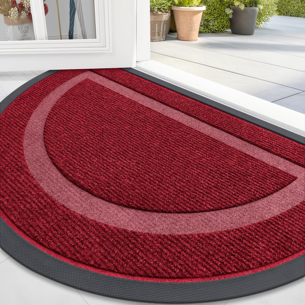 OLANLY Front Door Mat Indoor Outdoor Entrance, Waterproof All-Season, All-Weather Doormat, Sturdy Natural Rubber, Fade Resistant, Low Profile, Easy Clean Patio Porch Entryway Mat, 29.5x17, Black