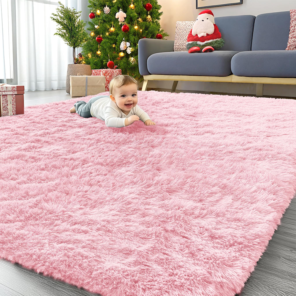 OLANLY Area Rugs for Living Room Bedroom, Machine Washable 4x5.9 ft Soft Fluffy Shaggy Bedside Rug, Indoor Floor Carpet for Kids Girls and Boys, Dorms, Nursery Rooms, Home Decor Aesthetic, Grey