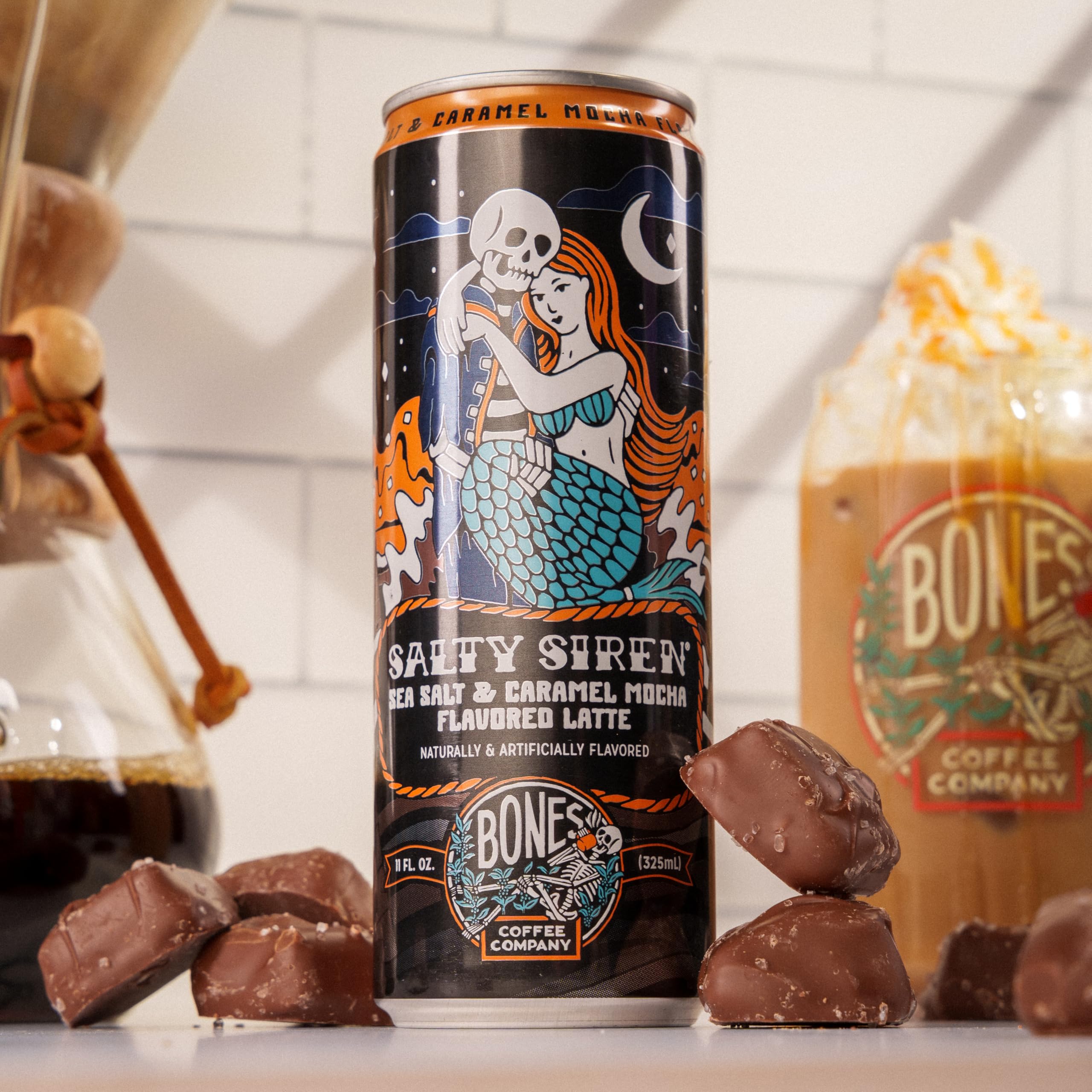 Bones Coffee Company S'mores Iced Coffee Latte - S'mores Flavored Canned Coffee Drink - 12 Pack Cans - 11 Oz Each