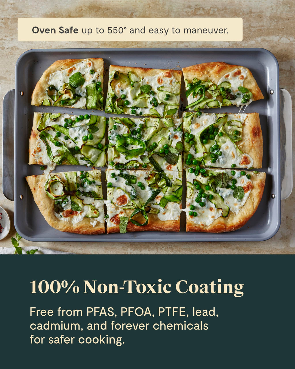 Caraway Nonstick Ceramic Small Baking Sheet (9x13”) – Non-Toxic, PTFE & PFOA Free – Oven Safe – Aluminized Steel Core – Mini Sheet Pan for Baking, Roasting & More - Cream