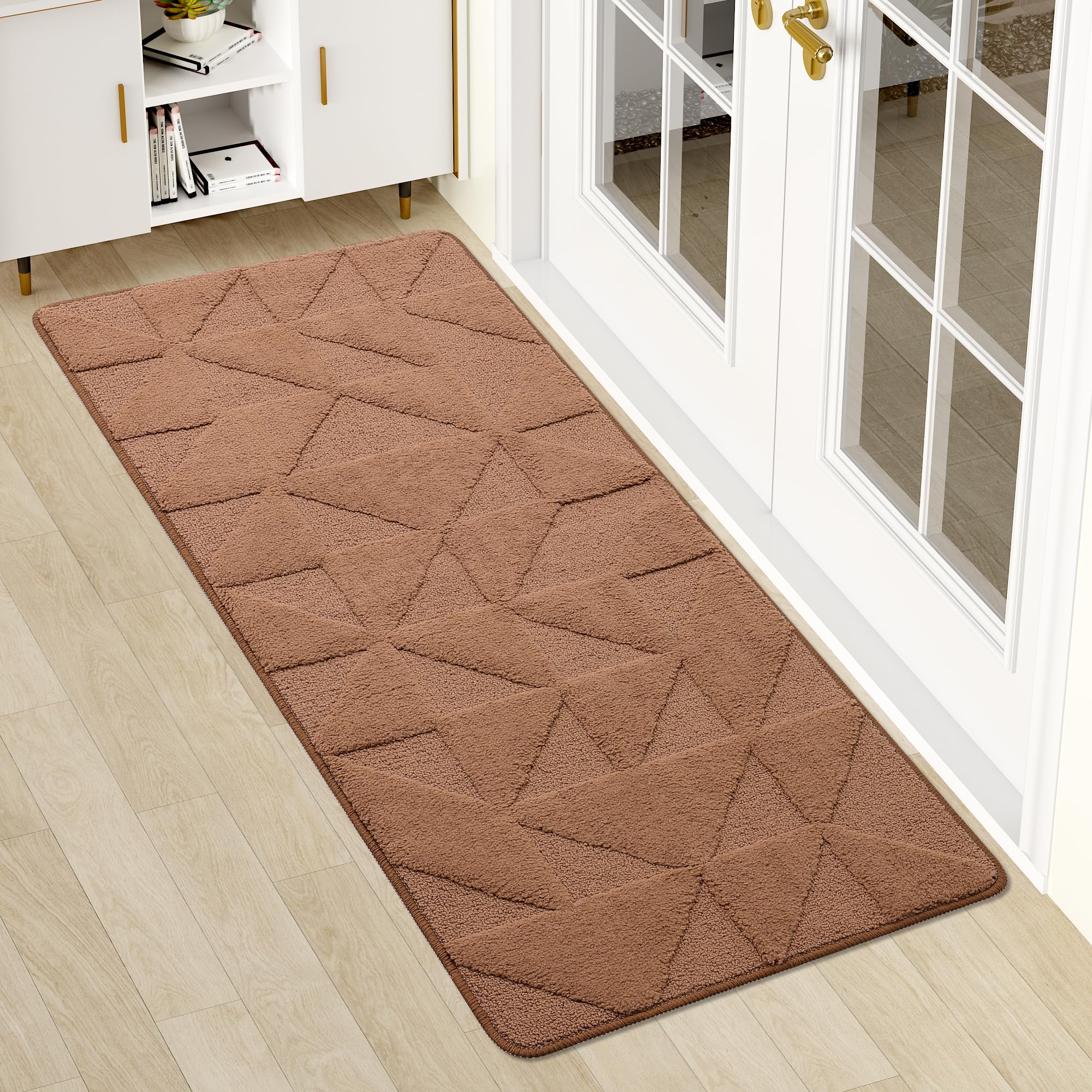 OLANLY Door Mats Indoor, Non-Slip, Absorbent, Dirt Resist, Entrance Washable Mat, Low-Profile Inside Entry Doormat for Entryway (32x20 inches, Grey)