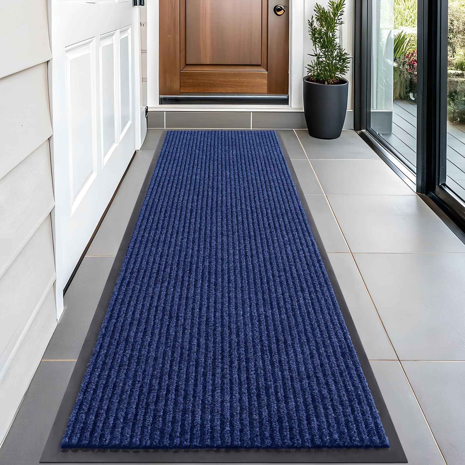 OLANLY Front Door Mat Indoor Outdoor Entrance, Waterproof Heavy Duty Doormat, Fade Resistant, Low Profile, Easy Clean Patio Porch Welcome Floor Mats for Entry, 29.5x17, Grey