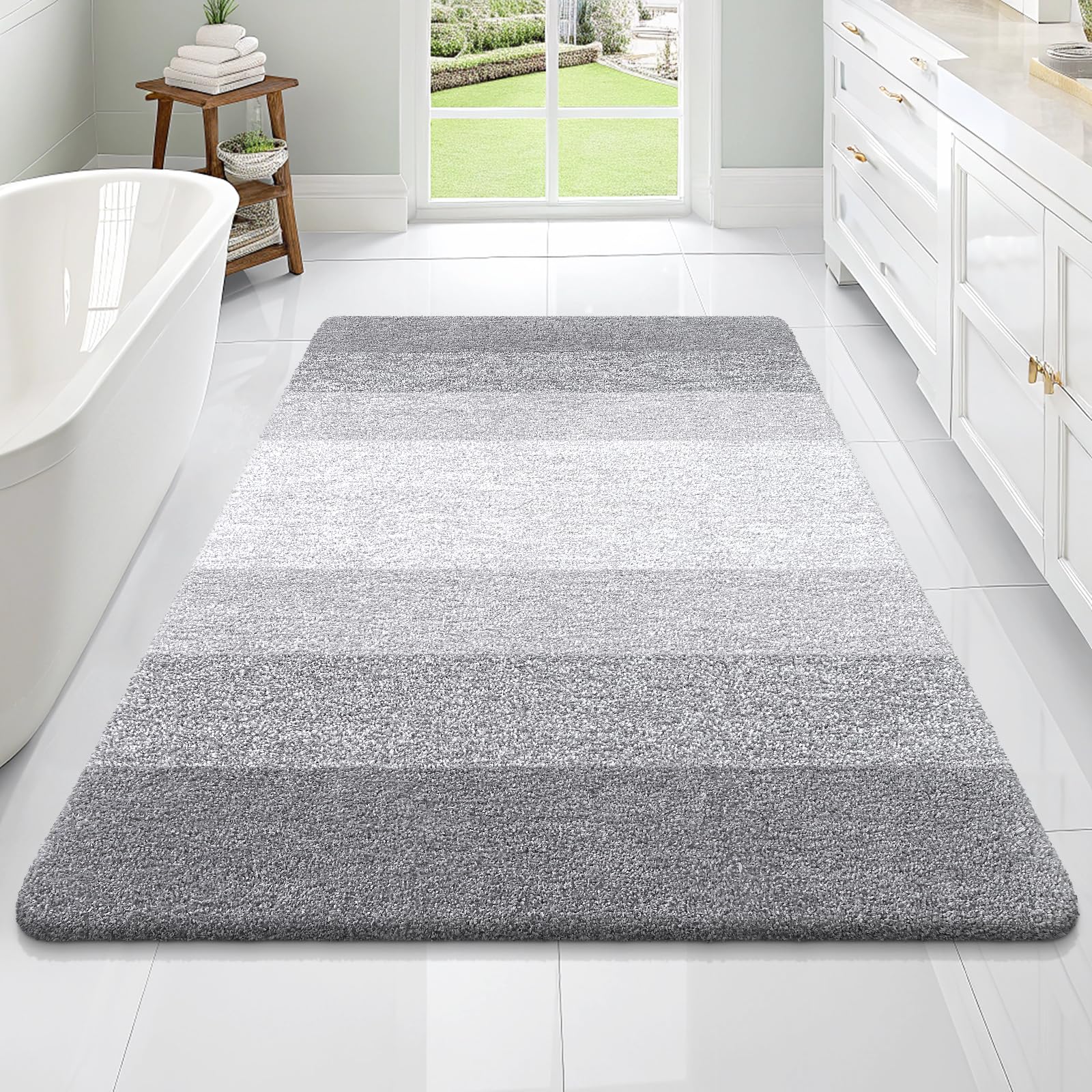 OLANLY Bathroom Rugs Mat 30x20, Extra Soft Absorbent Microfiber Bath Rugs, Rubber Backing, Quick Dry, Machine Washable Bath Mats for Bathroom Floor, Tub and Shower, Home Decor Accessories, Grey