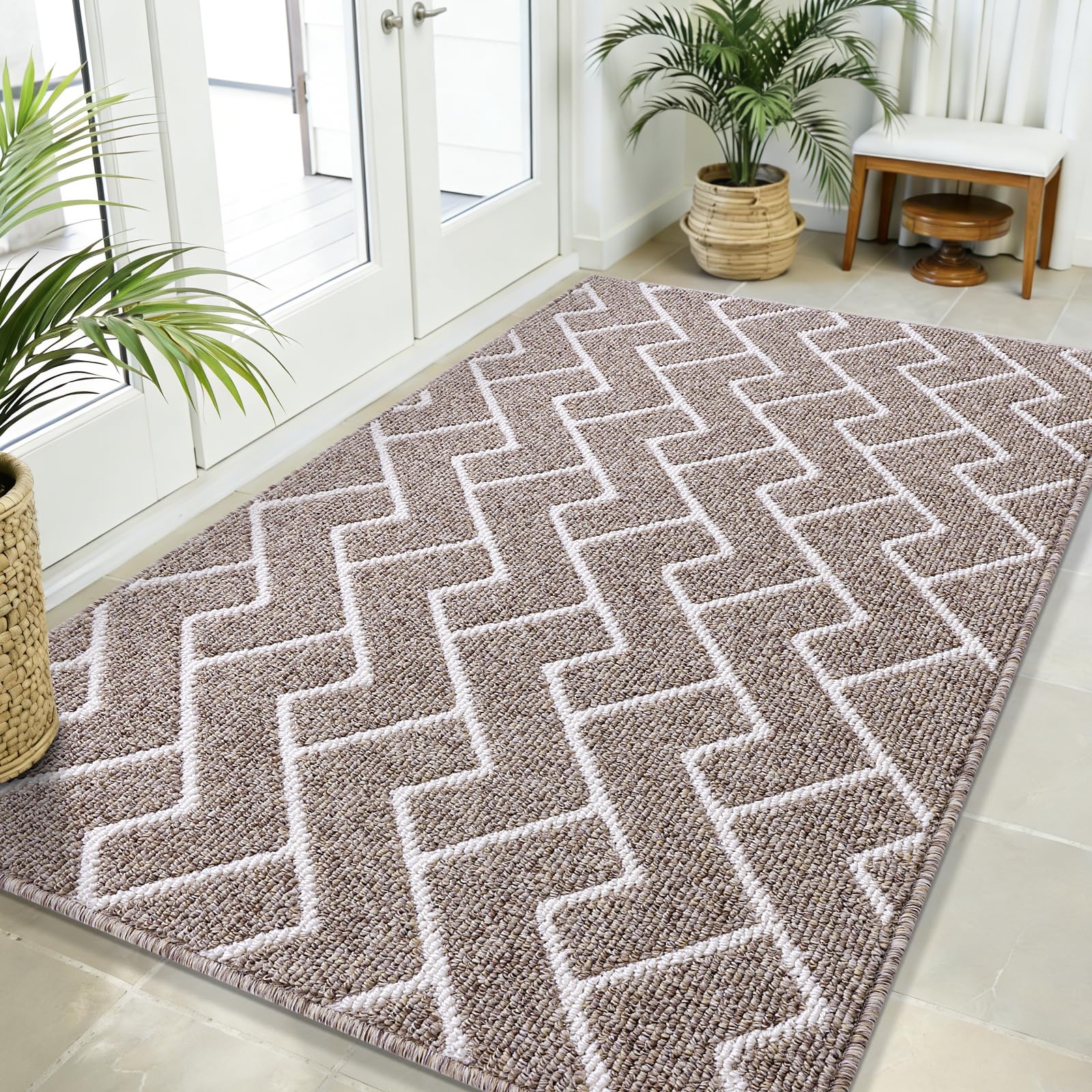 OLANLY Front Door Mat, Non-Slip Rubber Backing, Dirt Resistant and Absorbent, Washable, Easy to Clean Low-Profile Indoor Doormat for Back Door, Entryway, Inside Entrance, 32x20, Grey