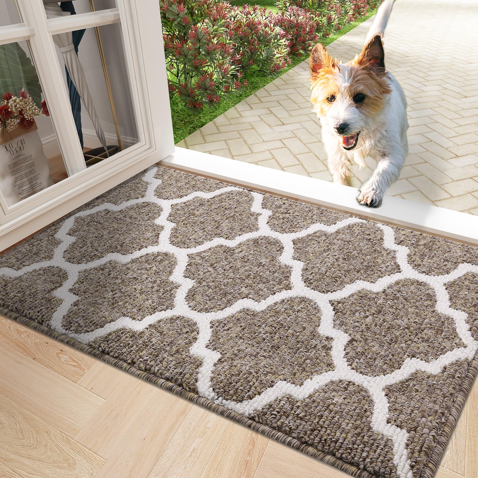 OLANLY Indoor Door Mat, 32x20, Non-Slip Absorbent Resist Dirt Entrance Mat, Washable Low-Profile Inside Floor Doormats for Entryway, Grey