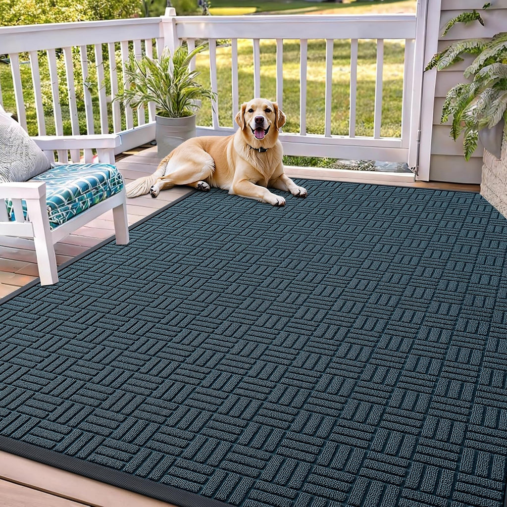 OLANLY Front Door Mat Outside Entrance 29.5x17, Absorbent, Heavy Duty Sturdy Natural Rubber Doormat Indoor Outdoor, Stain and Fade Resistant, Non-Slip Backing Low Profile Floor Mat for Entryway, Grey