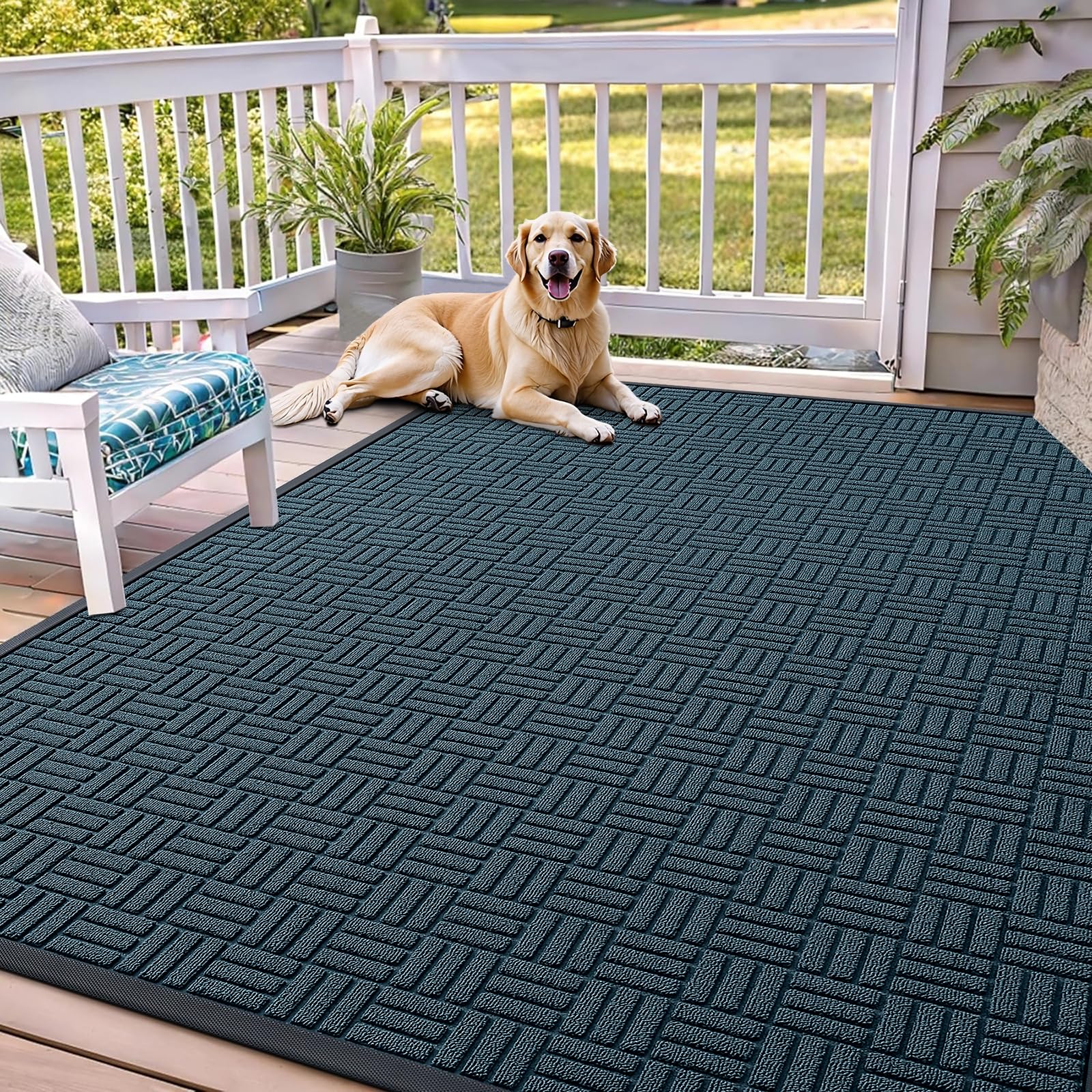OLANLY Front Door Mat Outside Entrance 29.5x17, Absorbent, Heavy Duty Sturdy Natural Rubber Doormat Indoor Outdoor, Stain and Fade Resistant, Non-Slip Backing Low Profile Floor Mat for Entryway, Grey