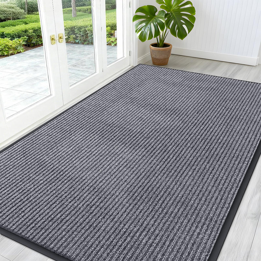 OLANLY Front Door Mat Indoor Outdoor Entrance, Waterproof Heavy Duty Doormat, Fade Resistant, Low Profile, Easy Clean Patio Porch Welcome Floor Mats for Entry, 29.5x17, Grey