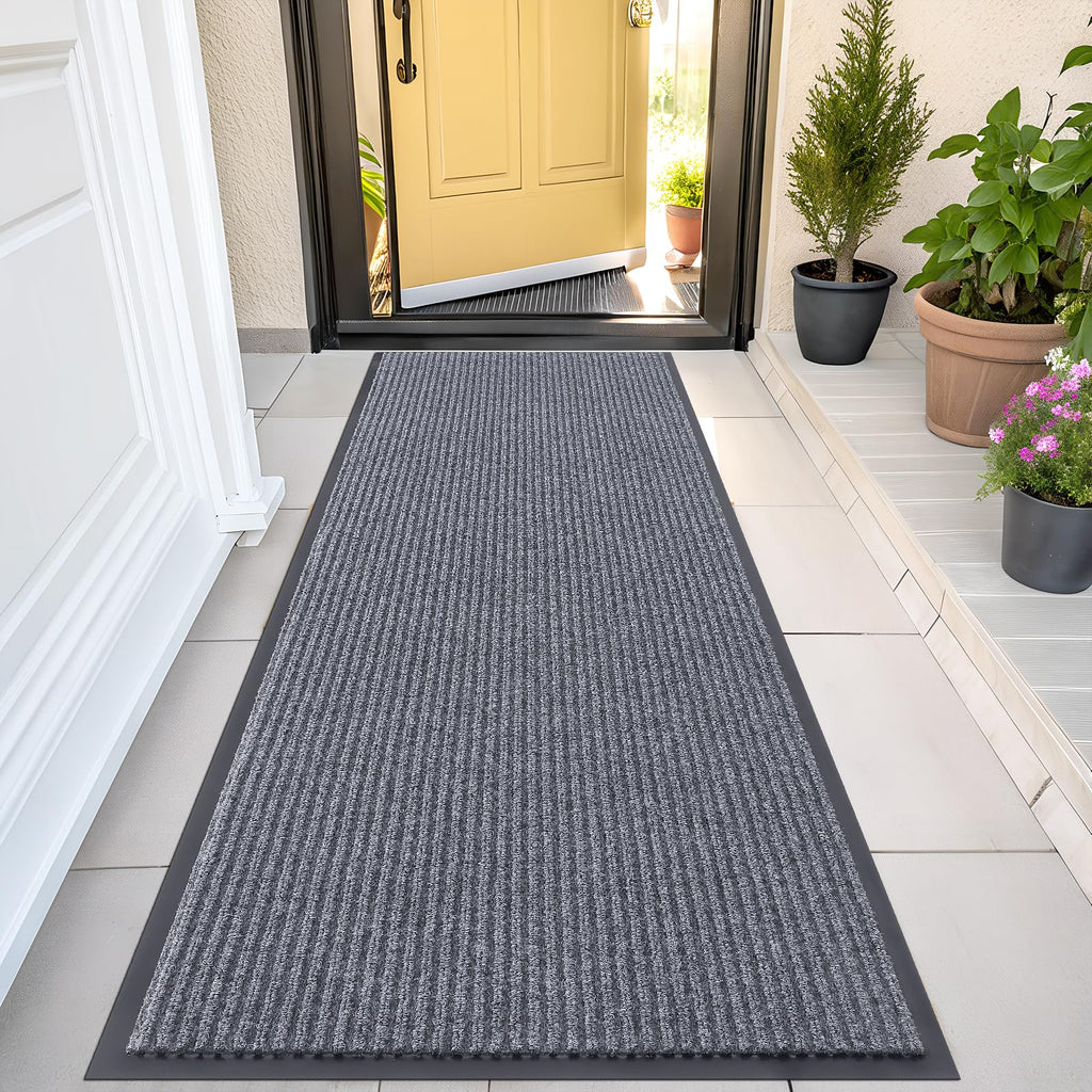 OLANLY Front Door Mat Indoor Outdoor Entrance, Waterproof Heavy Duty Doormat, Fade Resistant, Low Profile, Easy Clean Patio Porch Welcome Floor Mats for Entry, 29.5x17, Grey