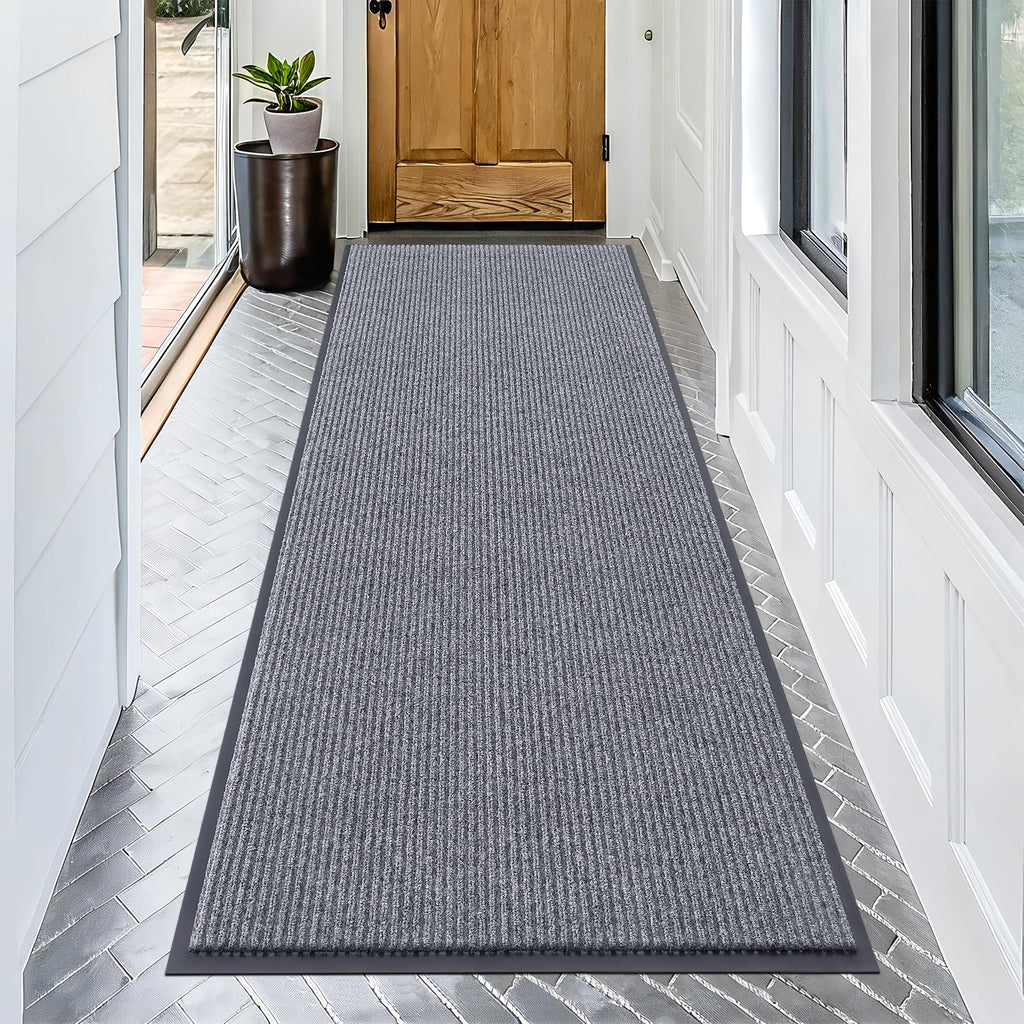 OLANLY Front Door Mat Indoor Outdoor Entrance, Waterproof Heavy Duty Doormat, Fade Resistant, Low Profile, Easy Clean Patio Porch Welcome Floor Mats for Entry, 29.5x17, Grey