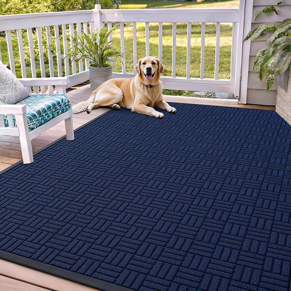 OLANLY Front Door Mat Outside Entrance 29.5x17, Absorbent, Heavy Duty Sturdy Natural Rubber Doormat Indoor Outdoor, Stain and Fade Resistant, Non-Slip Backing Low Profile Floor Mat for Entryway, Grey