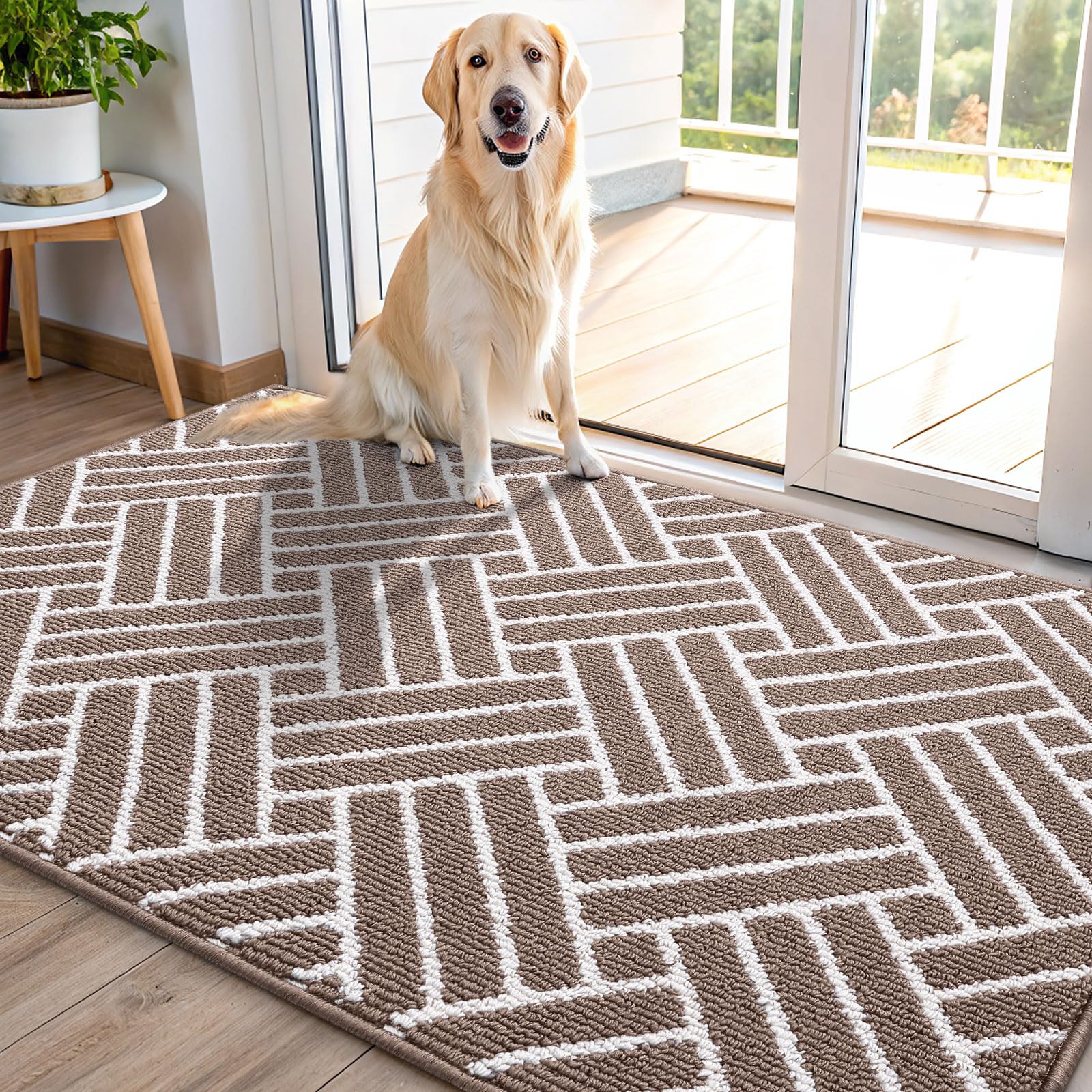 OLANLY Indoor Door Mat, 32x20 Inch, Dirt Resistant and Absorbent, Non-Slip Rubber Backing Floor Mats, Easy Clean Low-Profile Doormat for Entryway, Front Door, and Inside Entrance, Grey