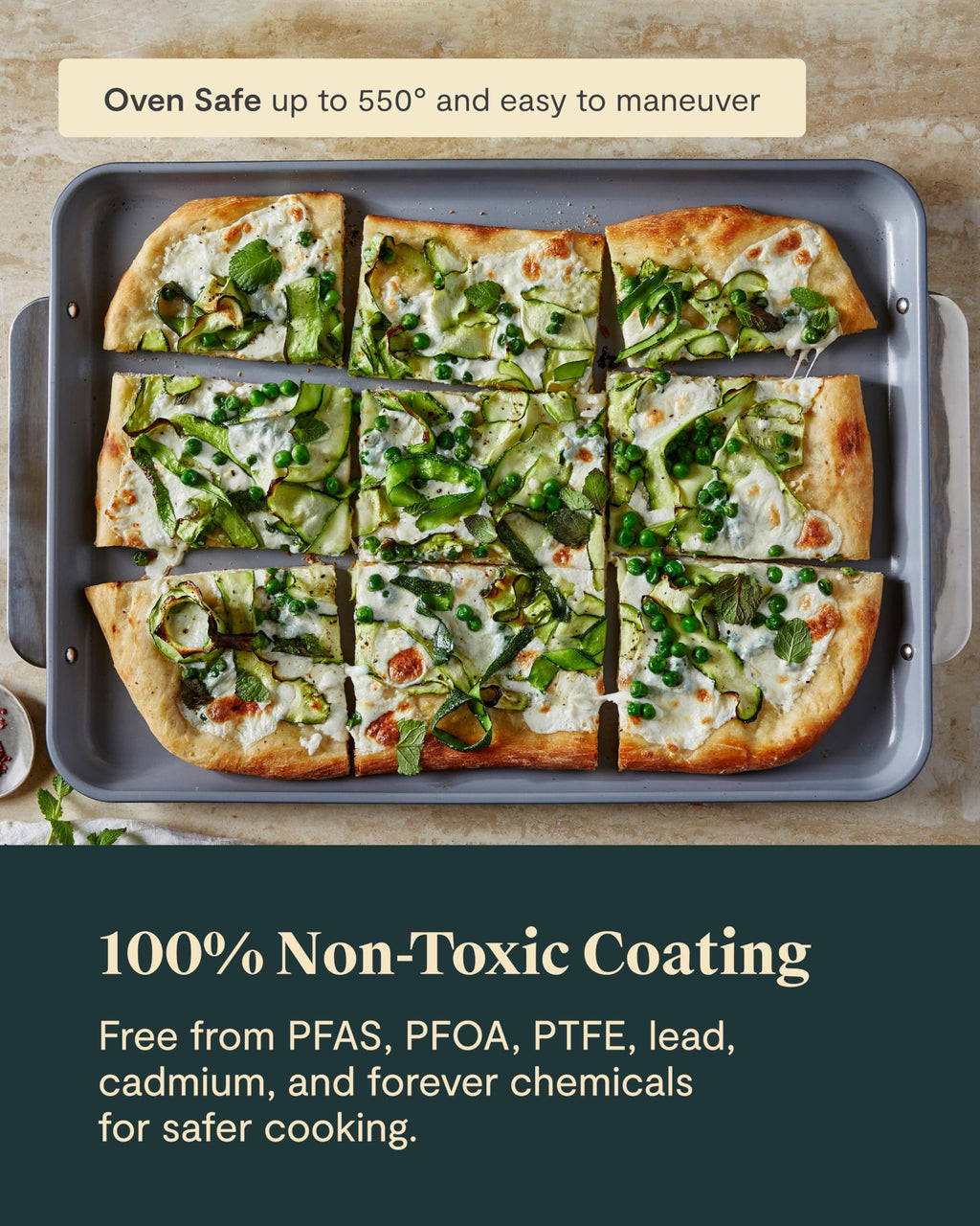 Caraway Nonstick Ceramic Small Baking Sheet (9x13”) – Non-Toxic, PTFE & PFOA Free – Oven Safe – Aluminized Steel Core – Mini Sheet Pan for Baking, Roasting & More - Cream