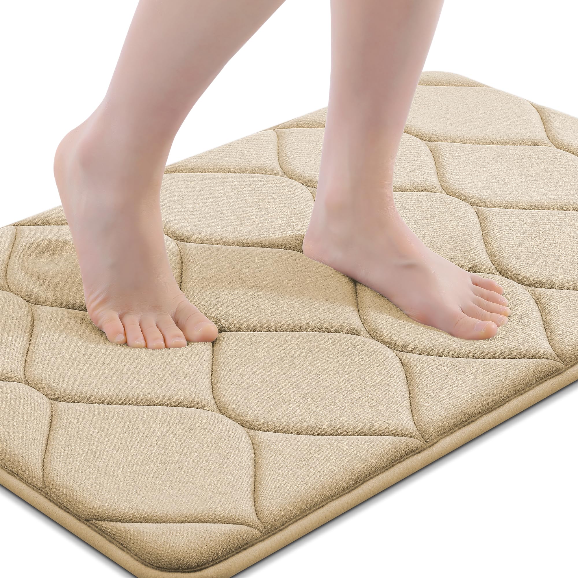 Smiry Memory Foam Bath Mat 30''x20'', Ultra Soft Non-Slip Bathroom Rug, Plush Water Absorbent Quick Dry and Machine Washable Floor Mat for Shower, Tub & Home Decor, Grey