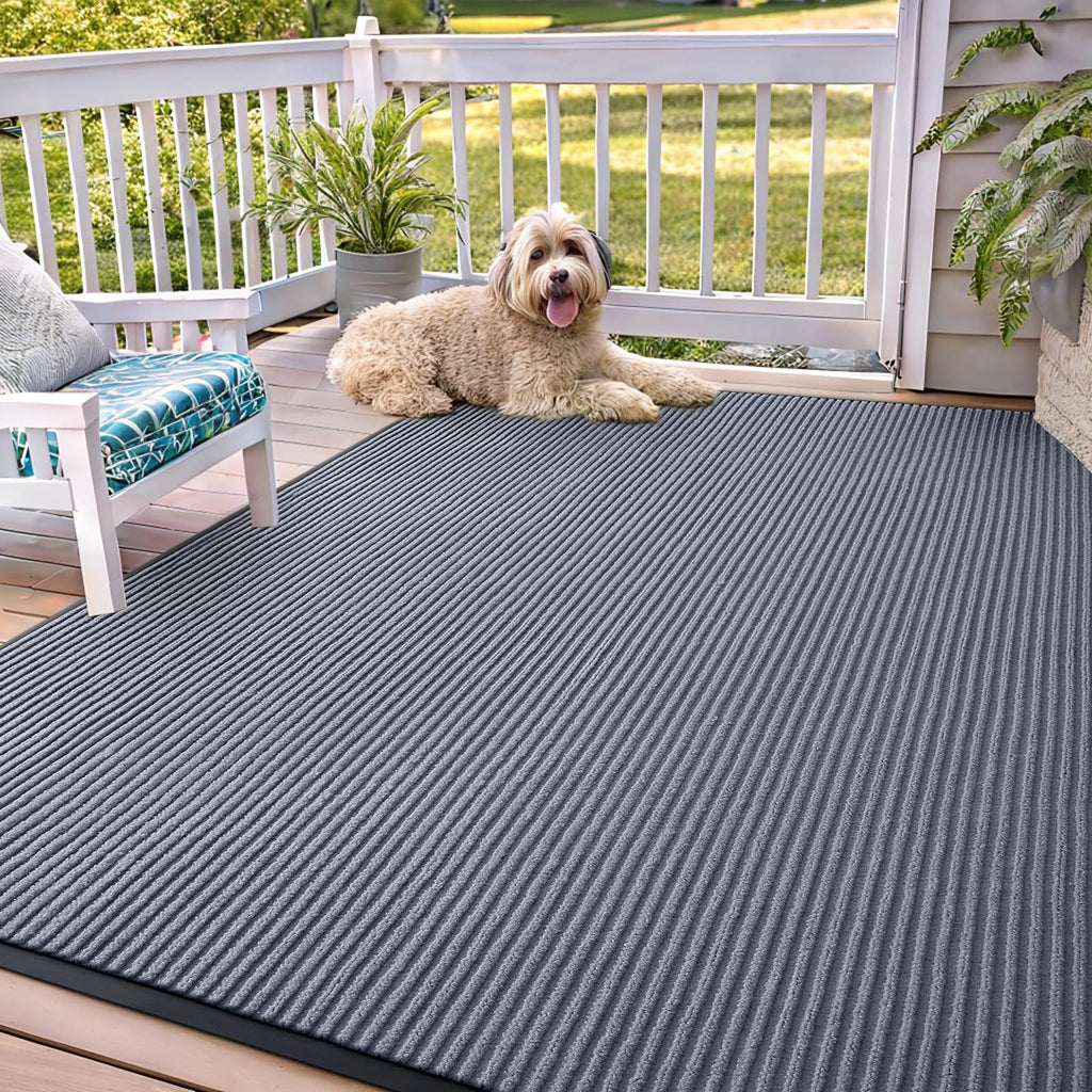 OLANLY Front Door Mat Indoor Outdoor Entrance, Waterproof Heavy Duty Doormat, Fade Resistant, Low Profile, Easy Clean Patio Porch Welcome Floor Mats for Entry, 29.5x17, Grey
